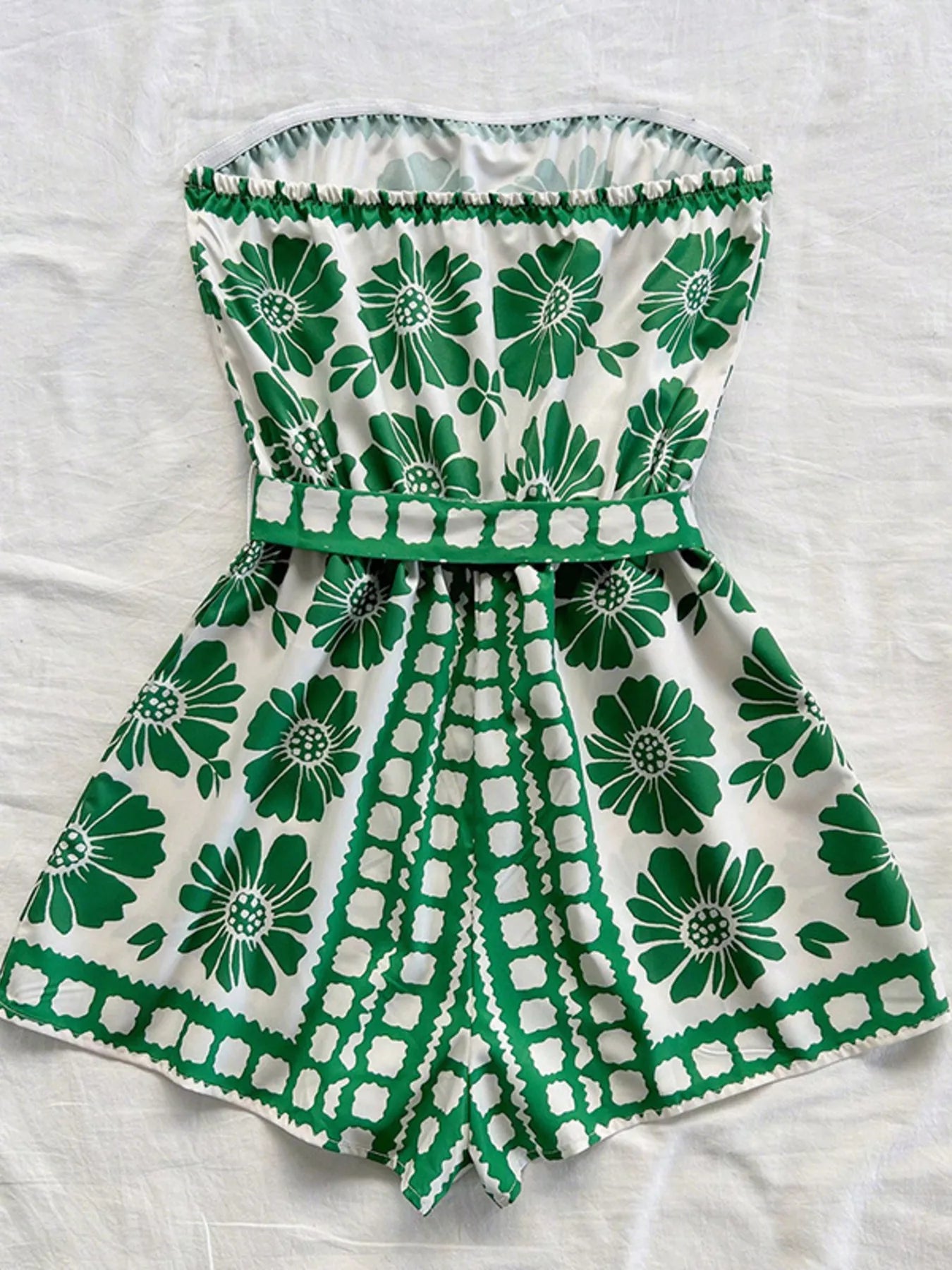 Strapless Tie-Waist Romper