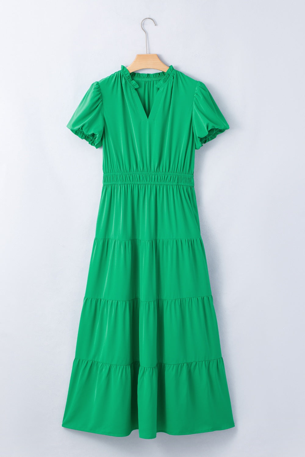 Ruffled Tiered Puff Sleeve Maxi Dress