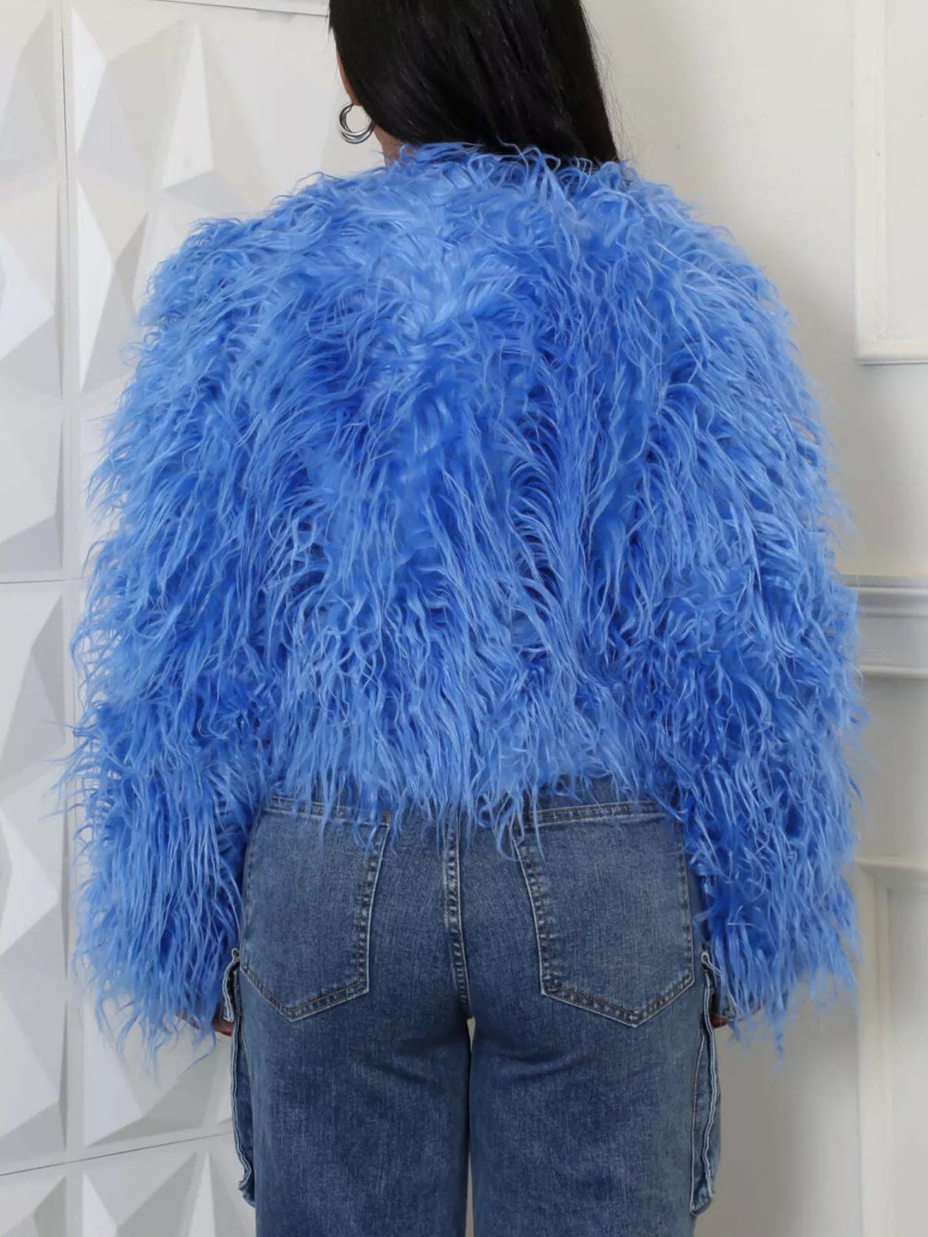 Faux Fur Open-Front Cropped Jacket