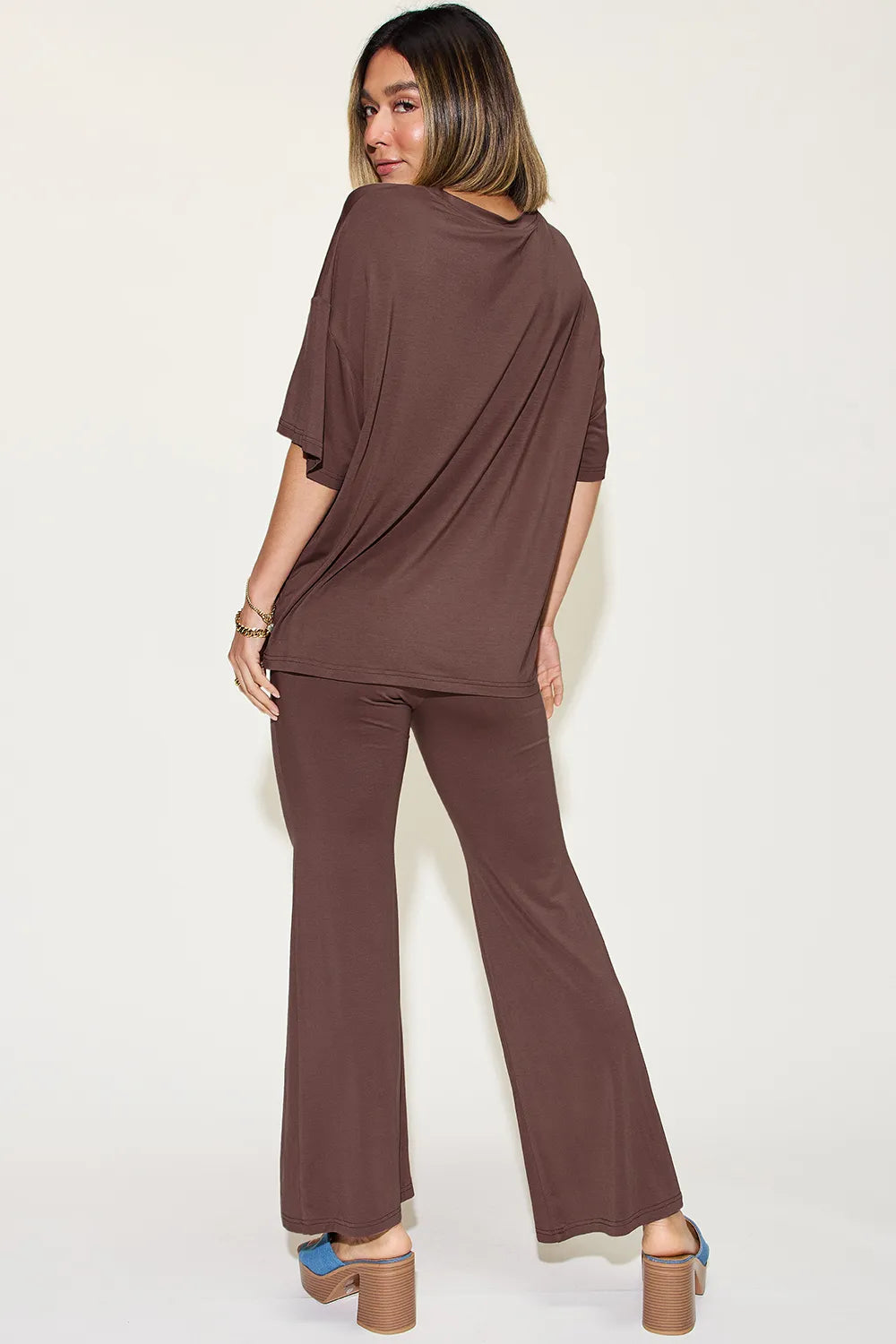 Basic Bae Bamboo T-Shirt and Flare Pants Set