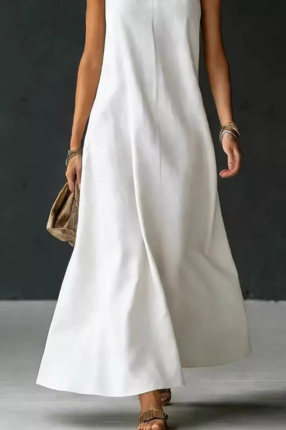 Halter Neck Sleeveless Maxi Dress with Slit