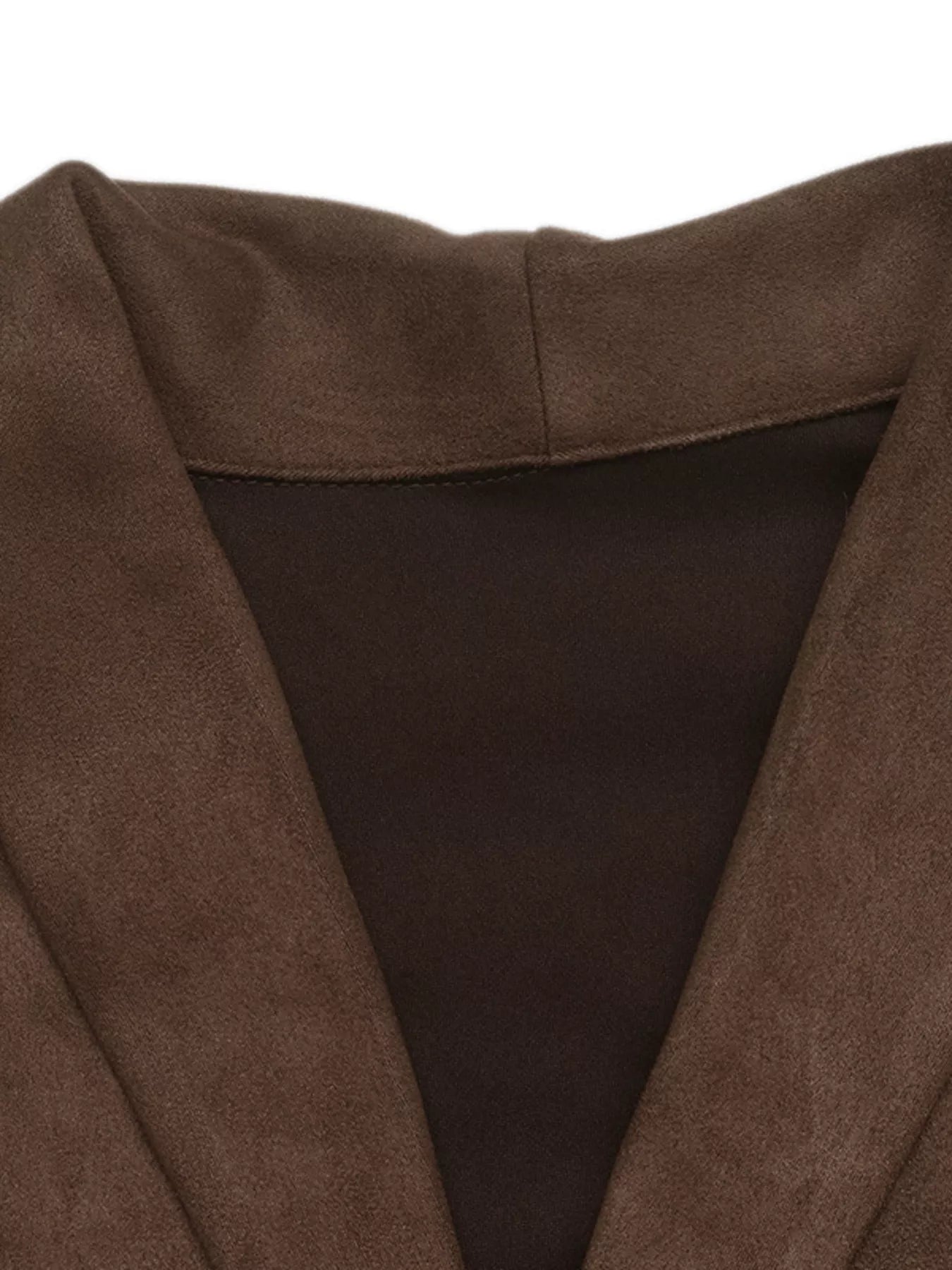 Button-Front Long Sleeve Blazer Dress in Coffee Brown