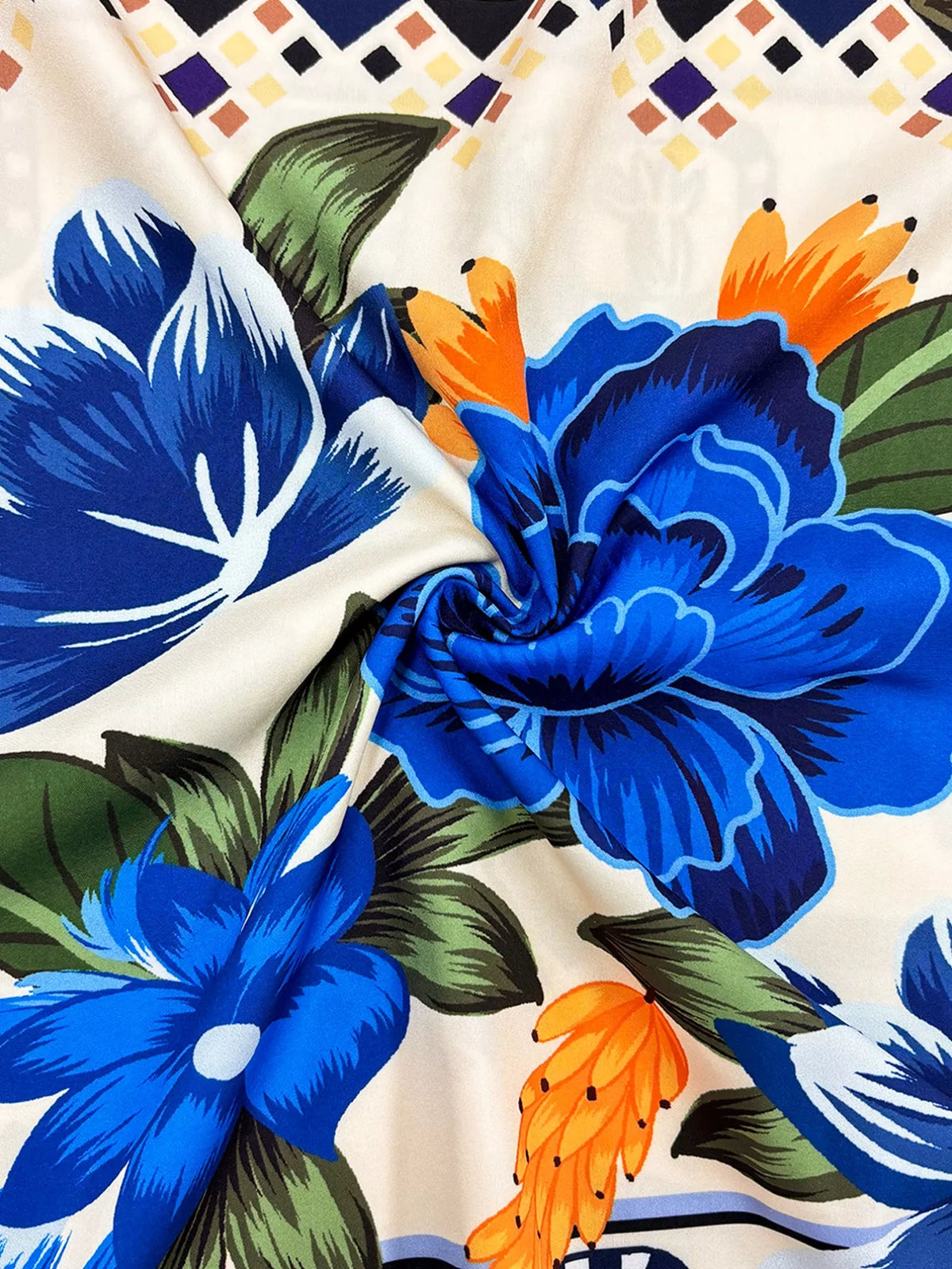 Plus Size Floral Print Maxi Dress in Royal Blue