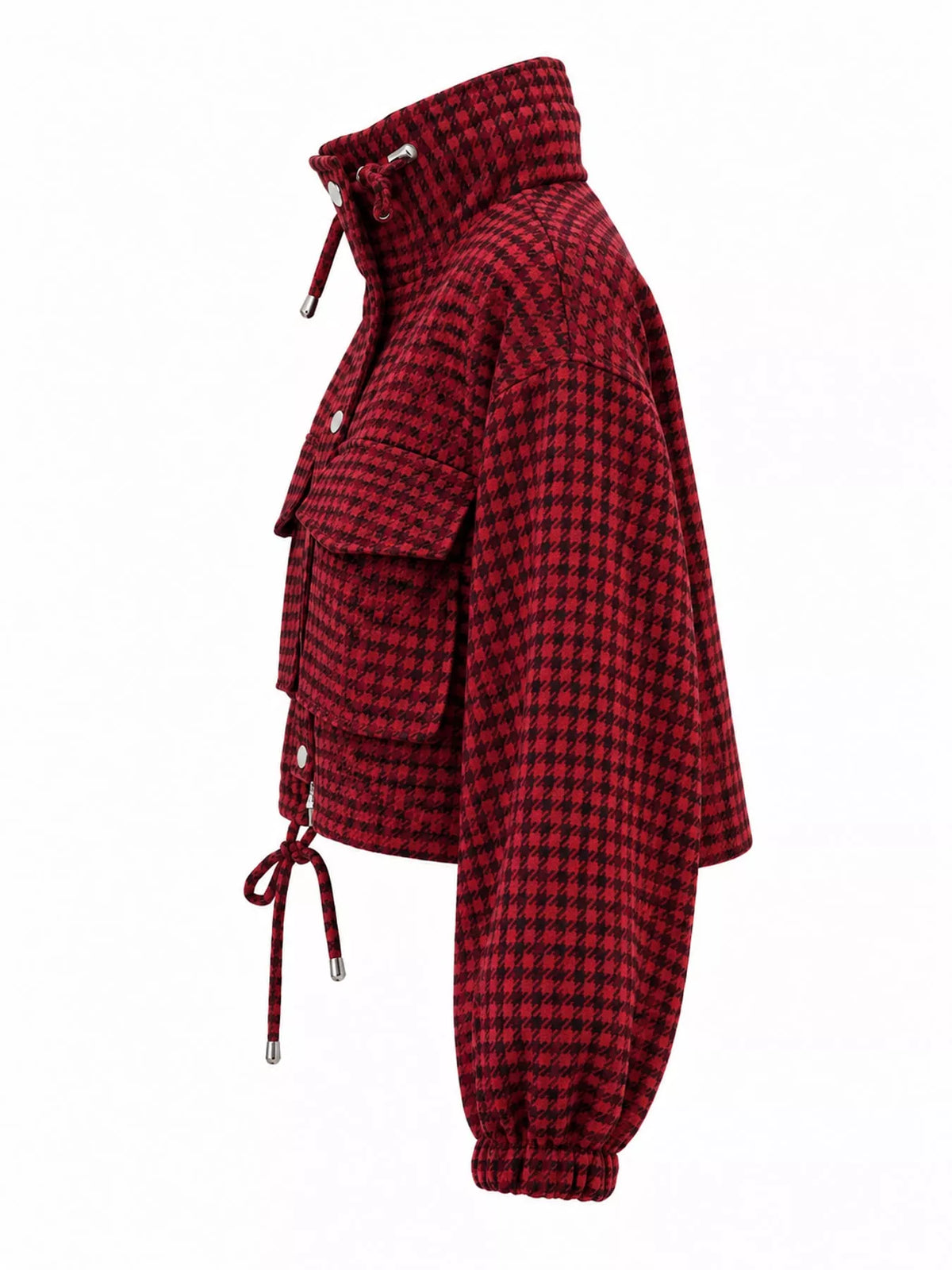 Plaid Cropped Zip-Up Jacket
