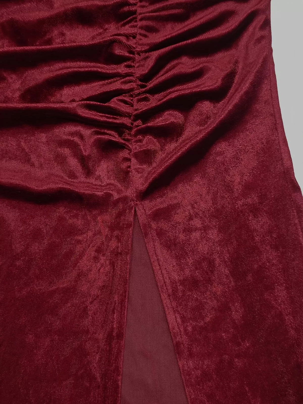 Velvet Mock Neck Maxi Dress in Burgundy