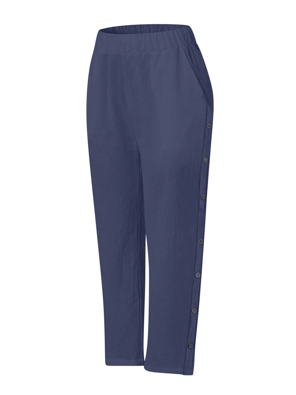 Side Button Wide Leg Pants, Plus Size