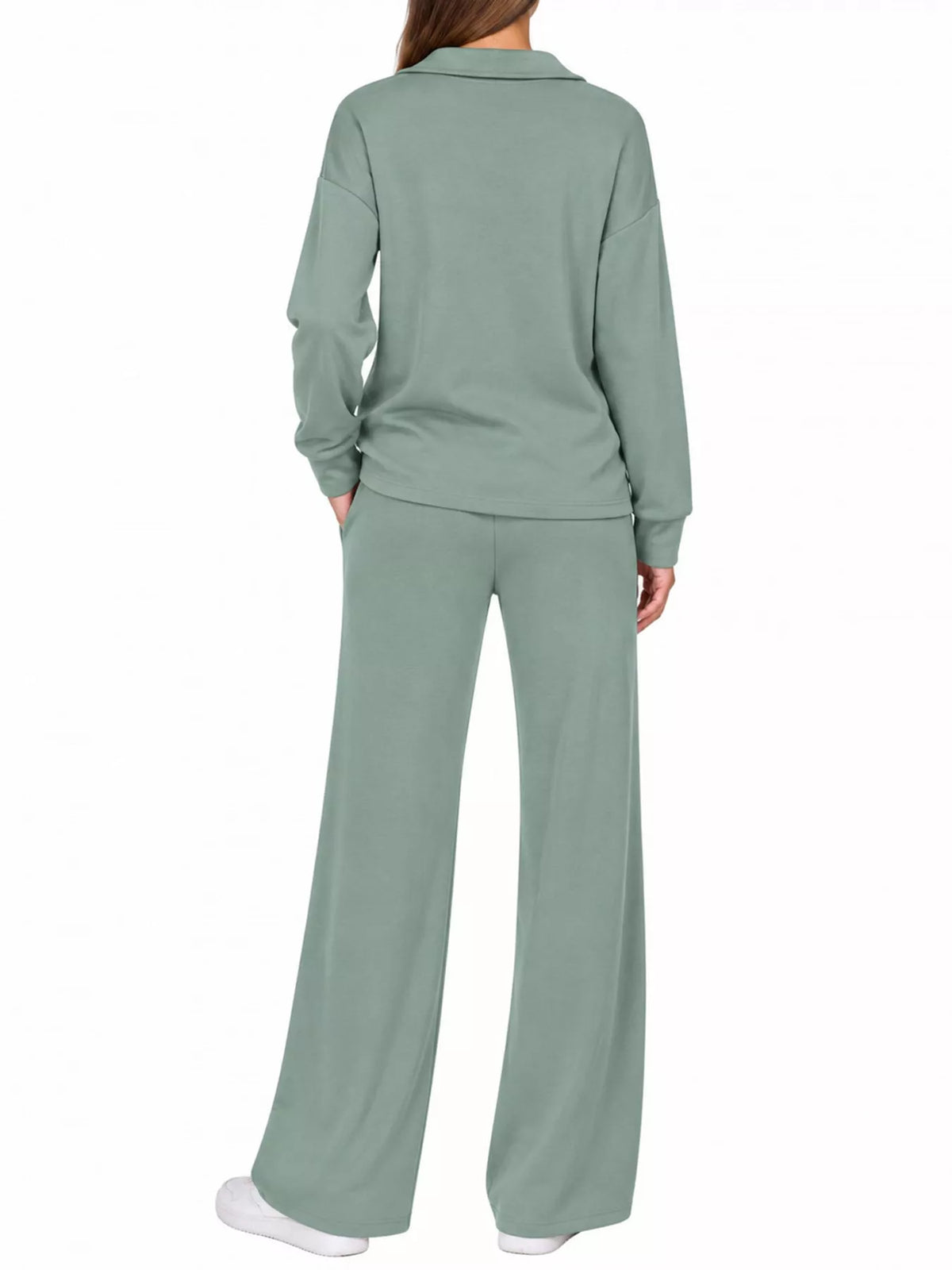 Dropped Shoulder Top and Drawstring Pant Set