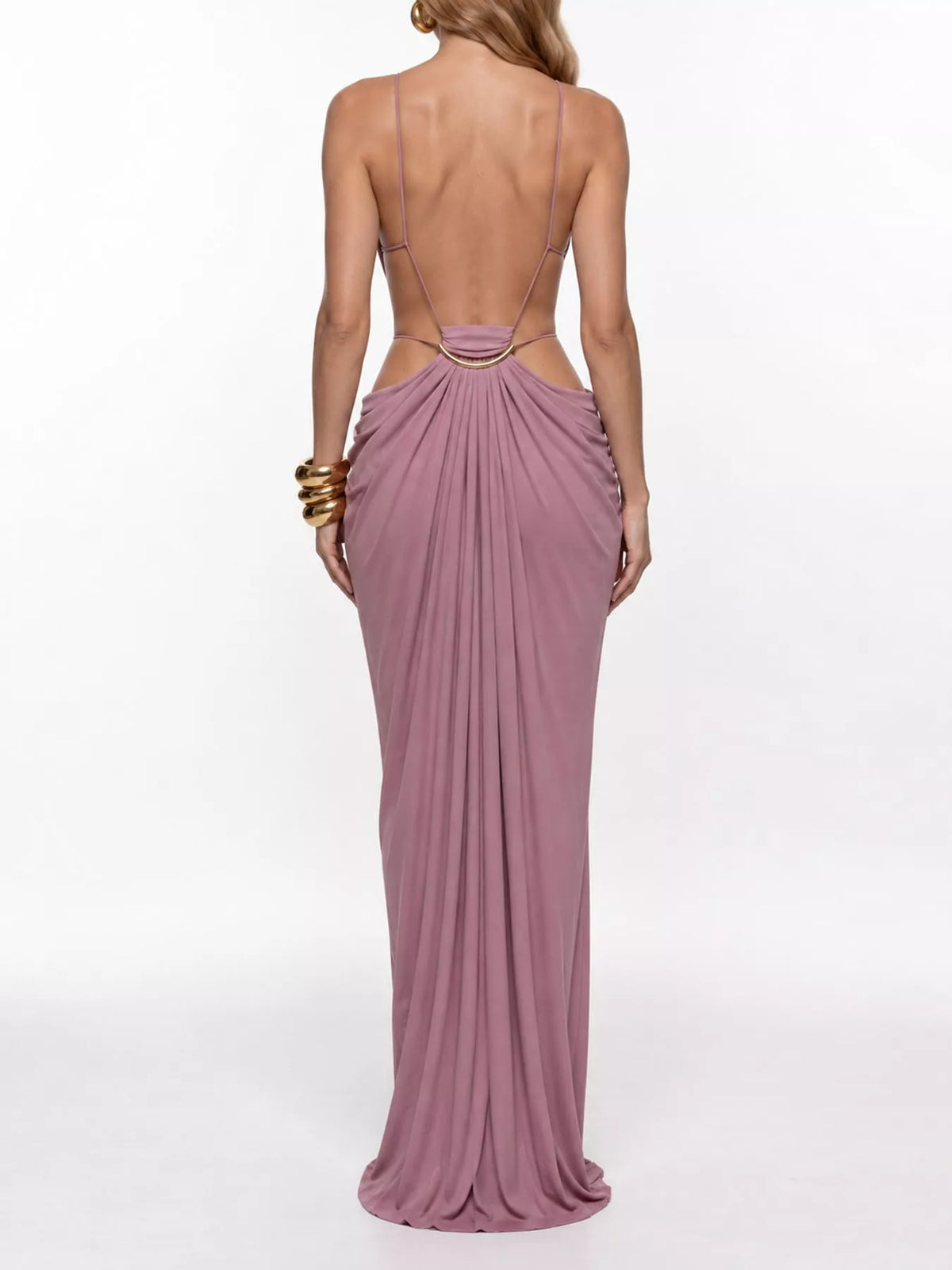 Backless Plunge Cutout Maxi Dress