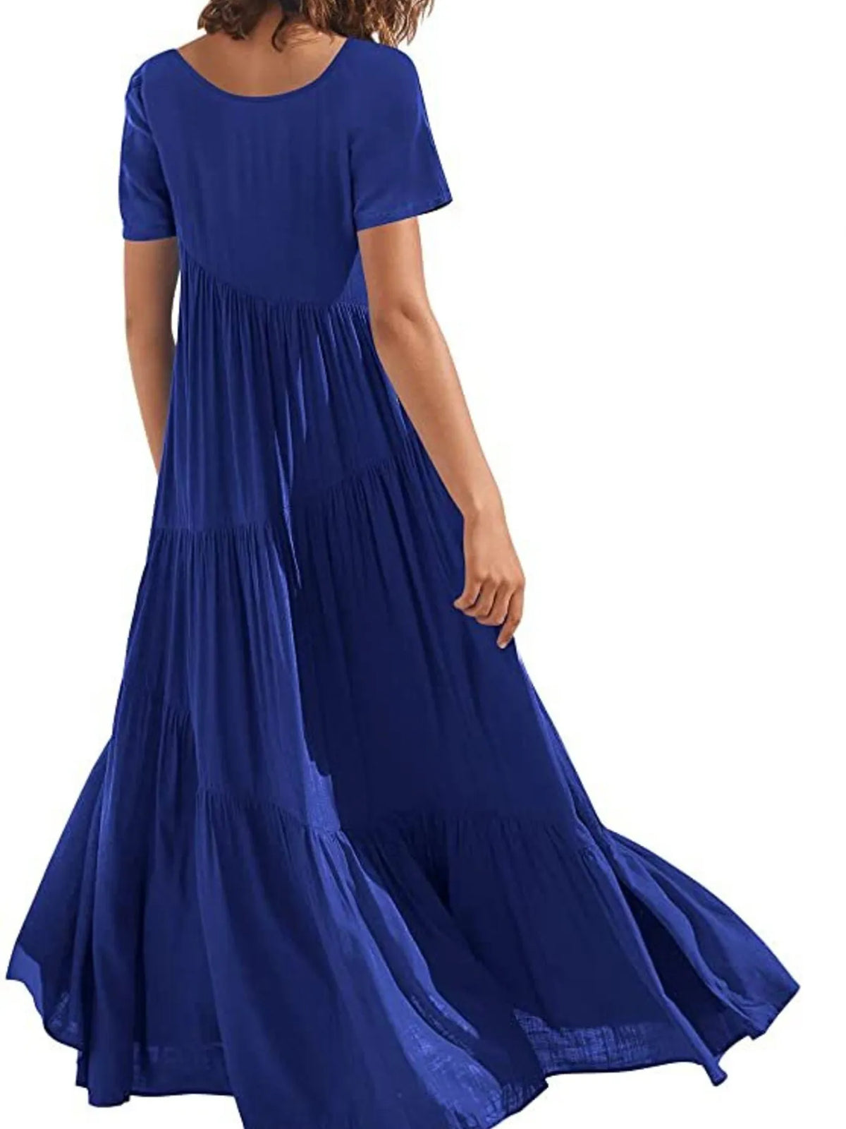 Round Neck Tiered Ruffle Maxi Dress