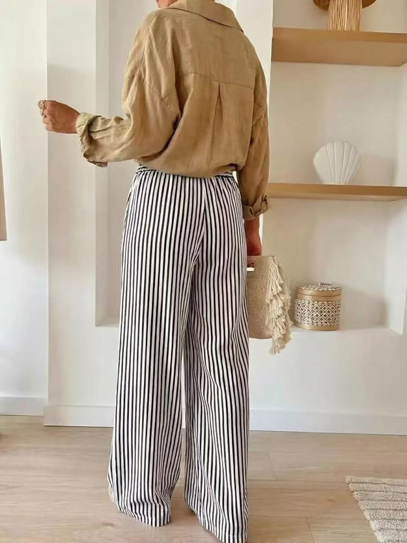 Striped Wide-Leg Pants