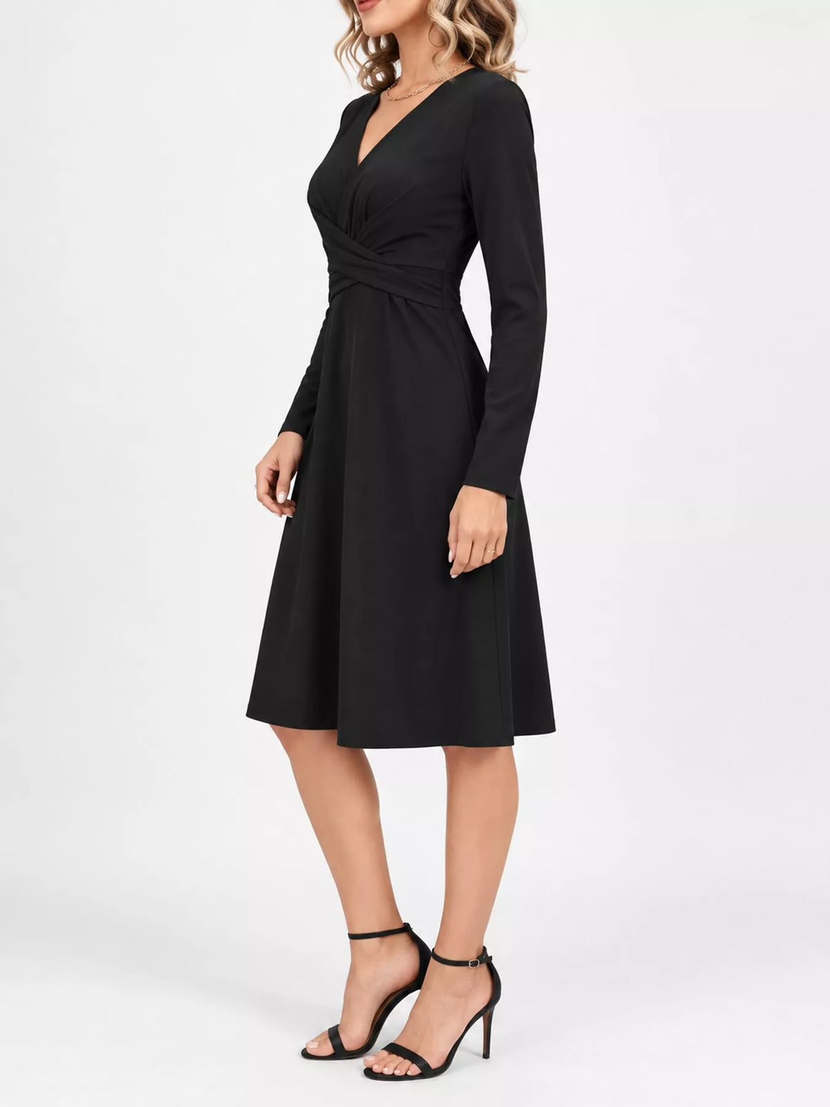 Crisscross Ruched Front Midi Dress