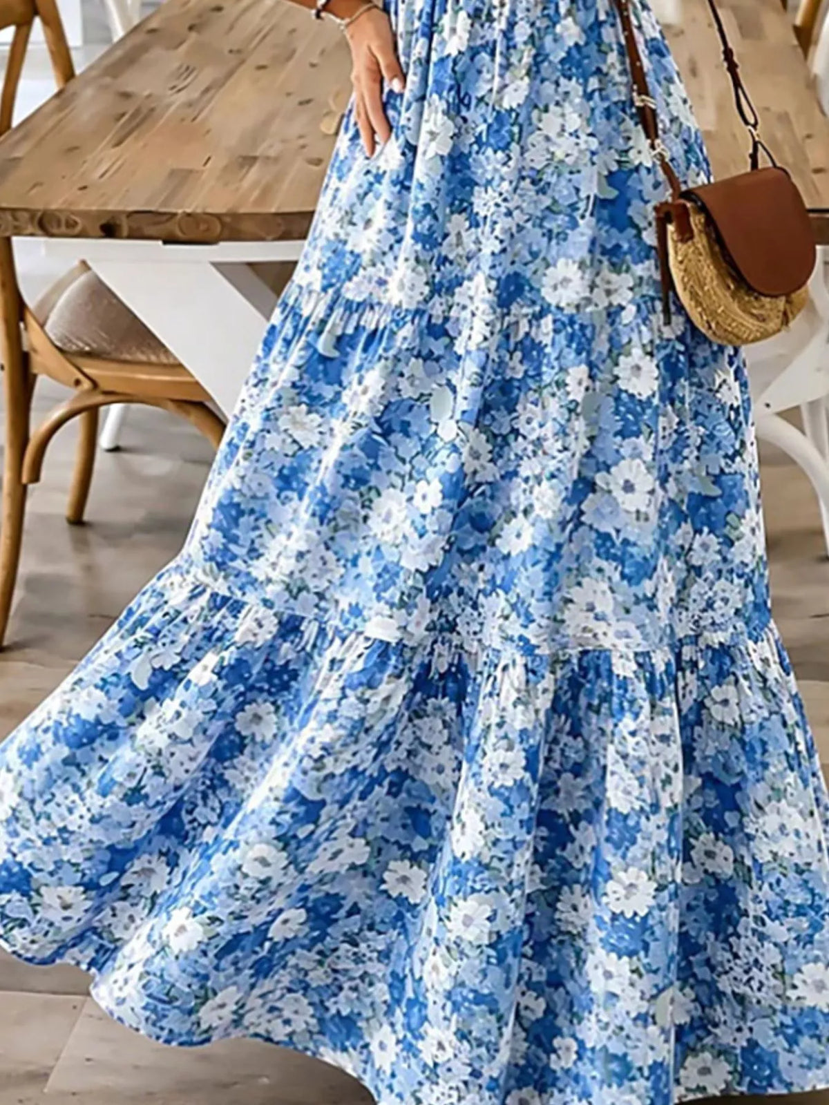 Floral Tiered Maxi Dress with Spaghetti Straps