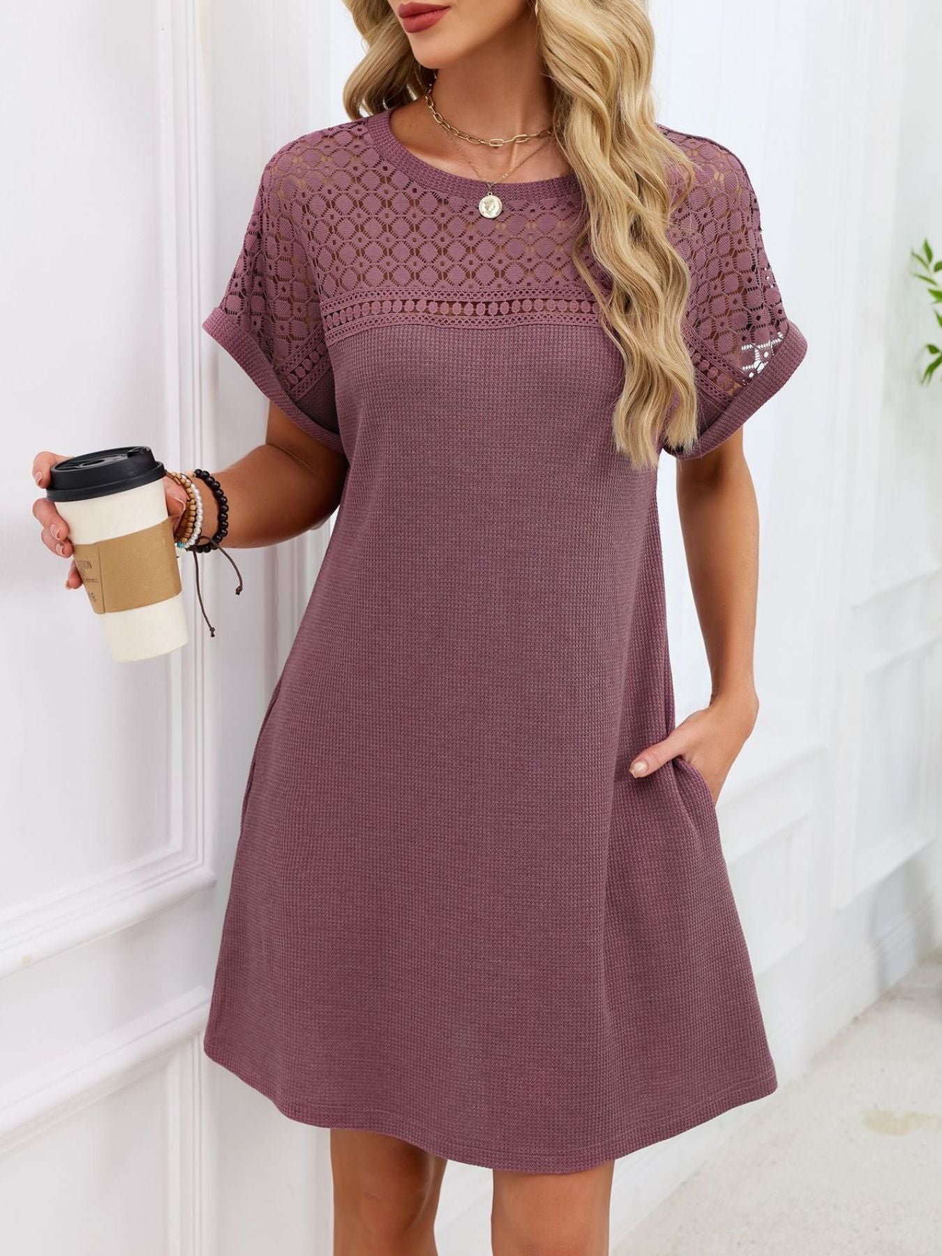 Lace Cutout T-Shirt Dress