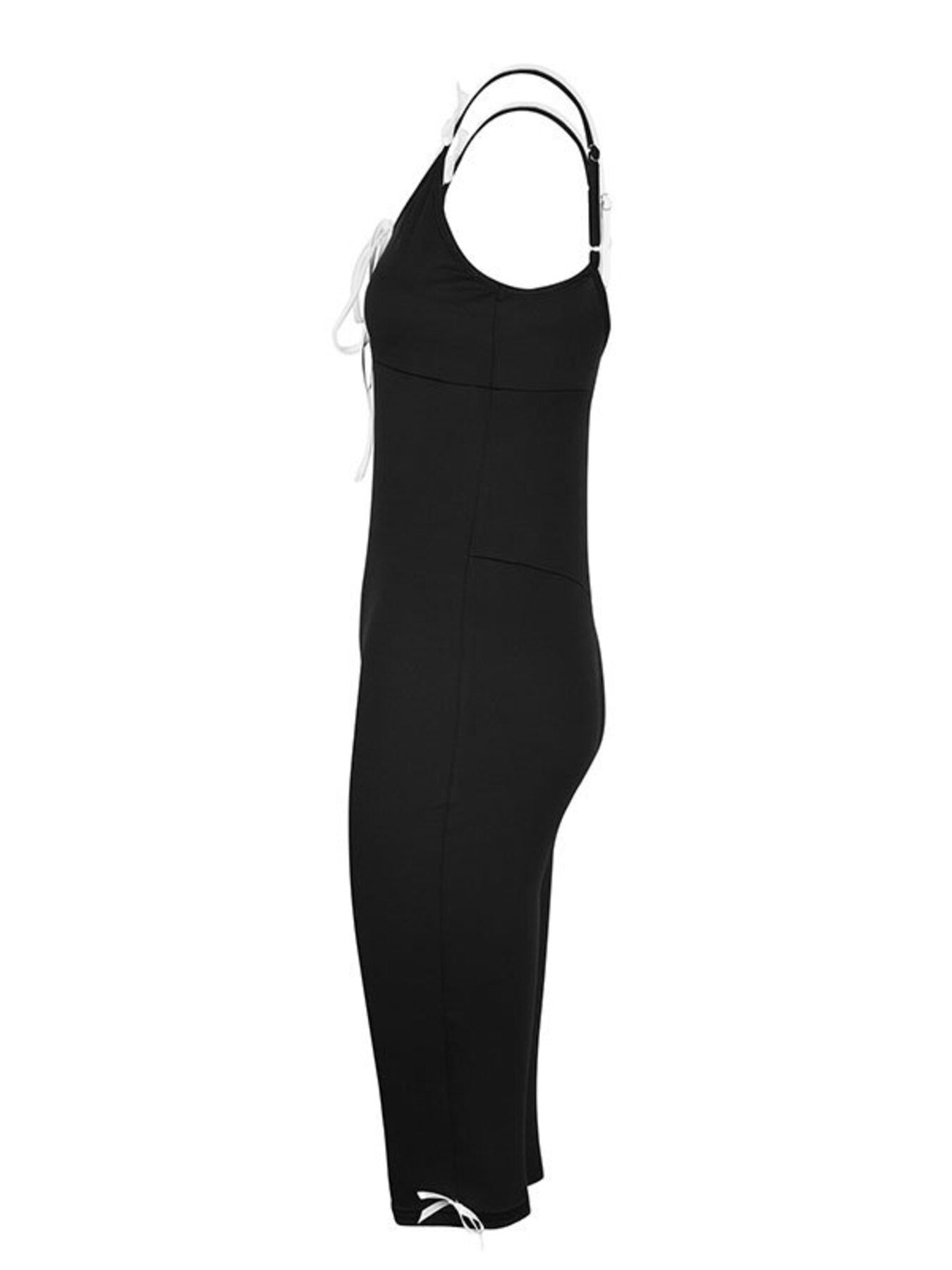 Lace-Trim Tie-Front Capri Jumpsuit in Black
