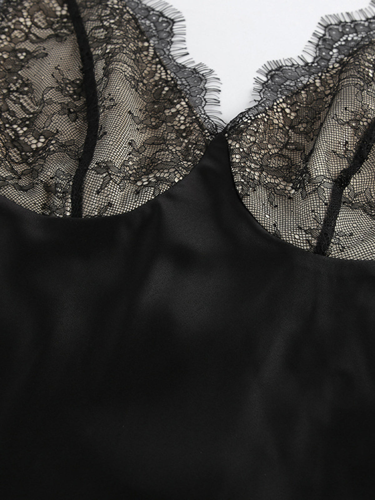 Lace-Trimmed Adjustable-Strap Midi Dress