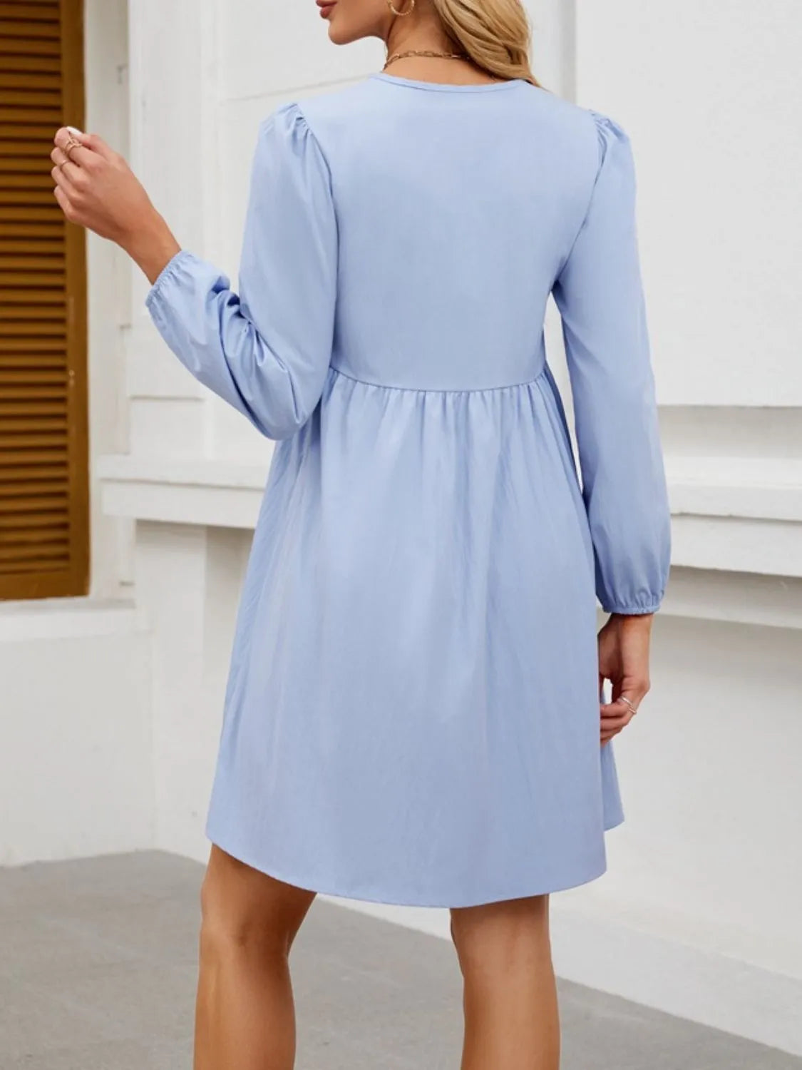 Tie Front Long Sleeve Mini Dress by Gen Beauty
