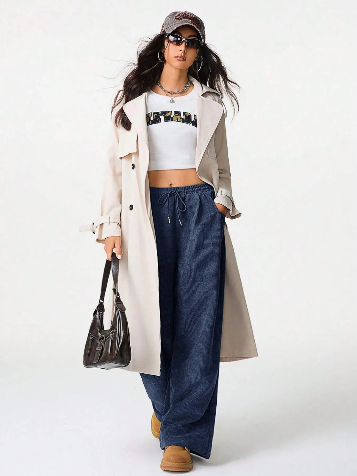 Relaxed Wide Leg Drawstring Pants