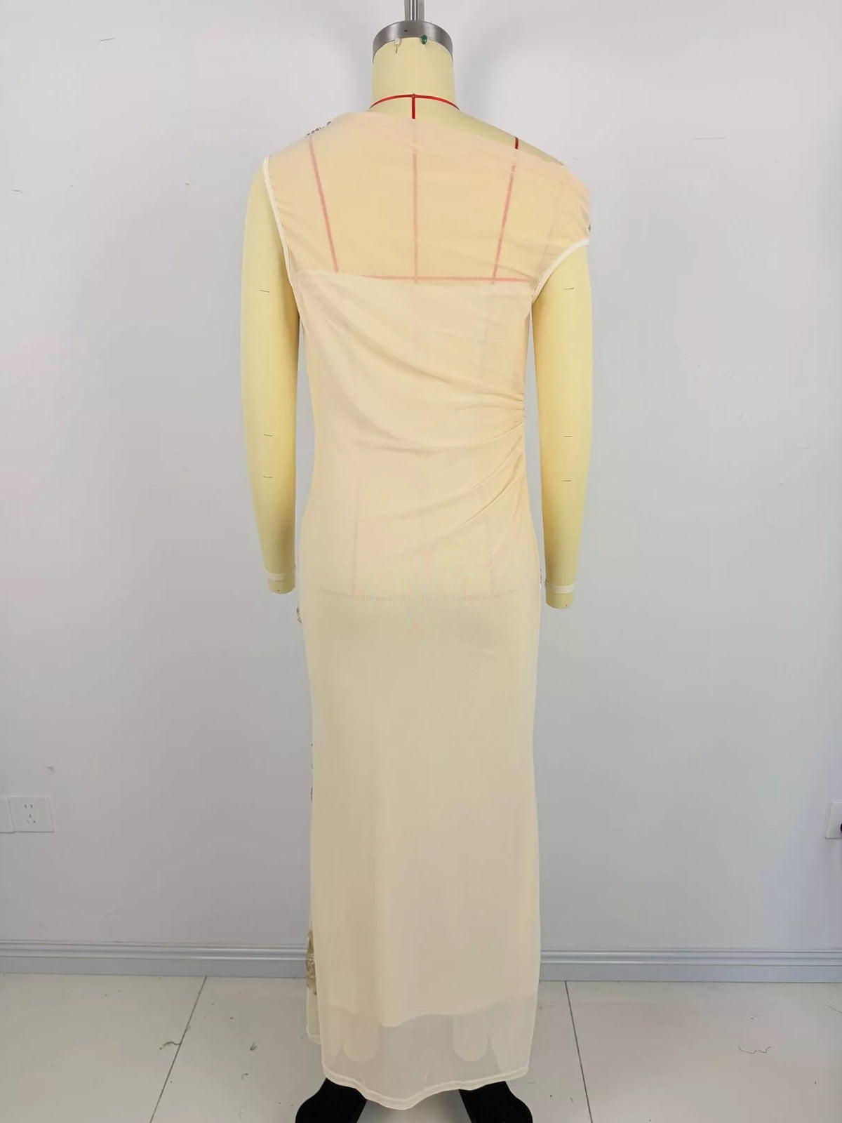 One-Shoulder Embroidered Maxi Dress