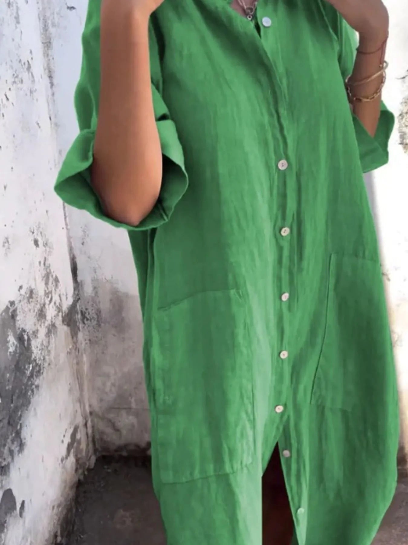 Linen Button-Down Shirt Dress