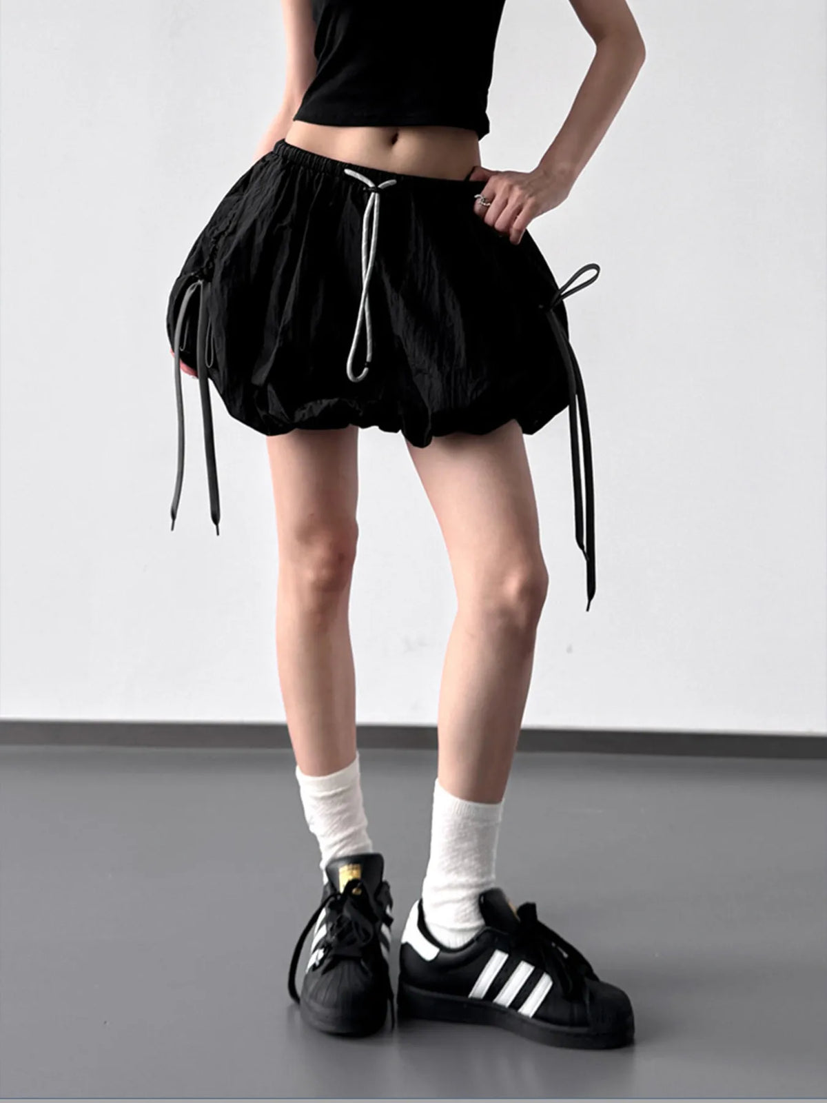 Bubble Hem Drawstring Shorts
