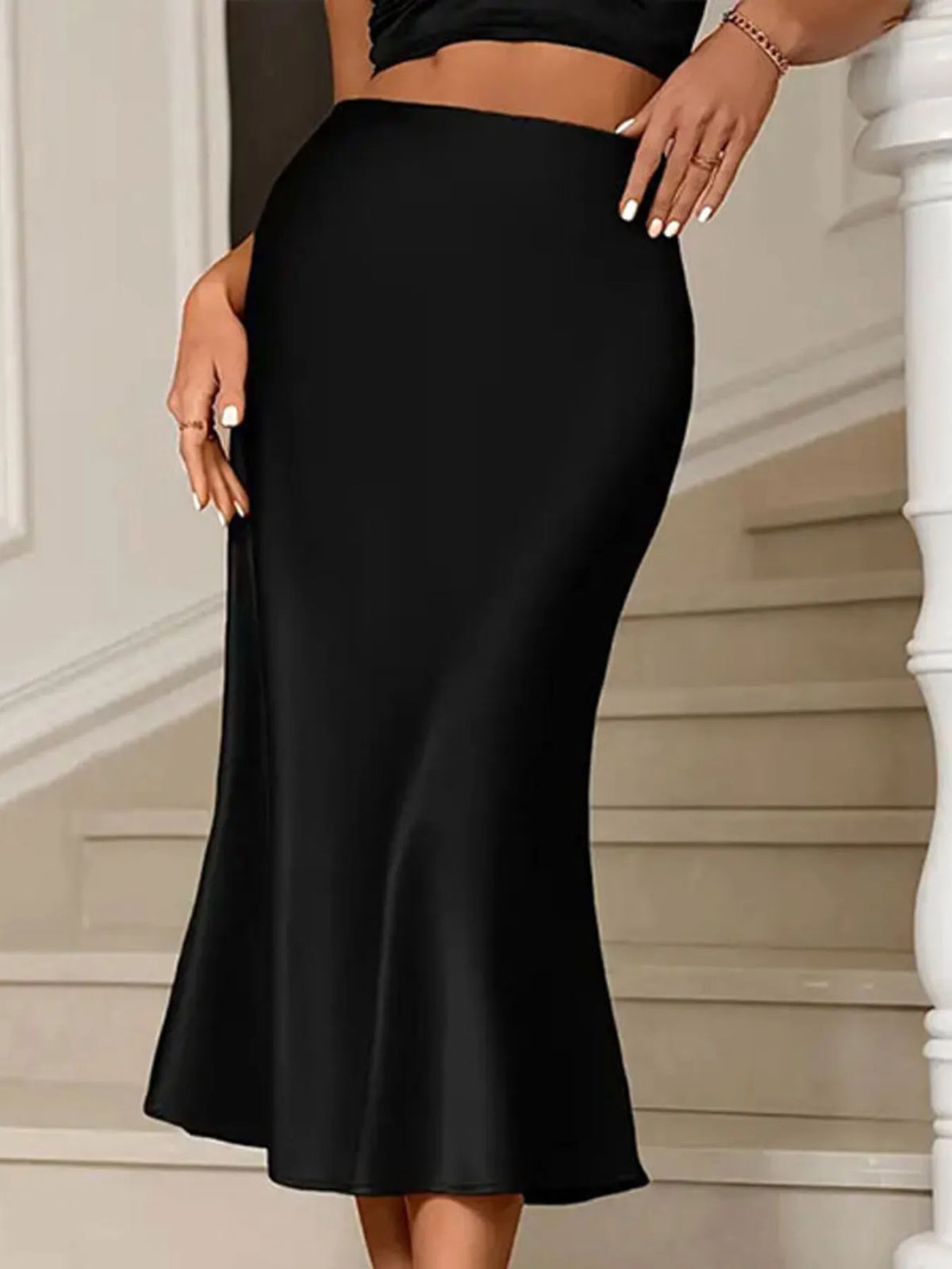 Satin Mermaid Midi Skirt