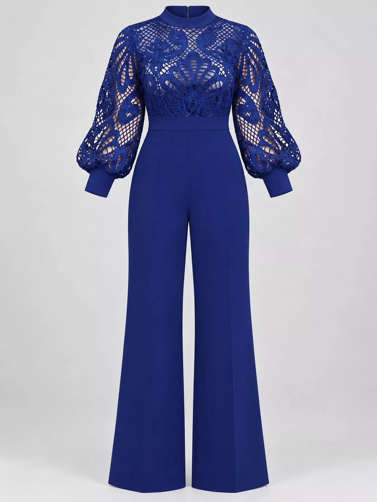 Lace Lantern Sleeve Flare Jumpsuit
