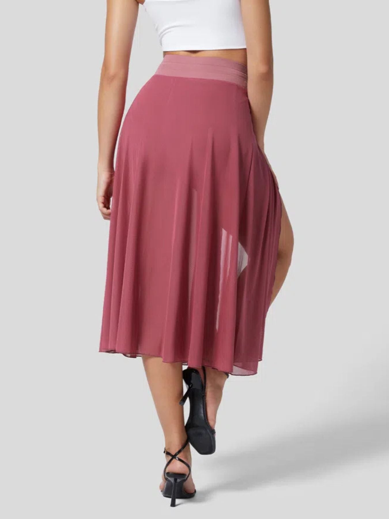 Slit Flowy Skirt with Built-In Shorts