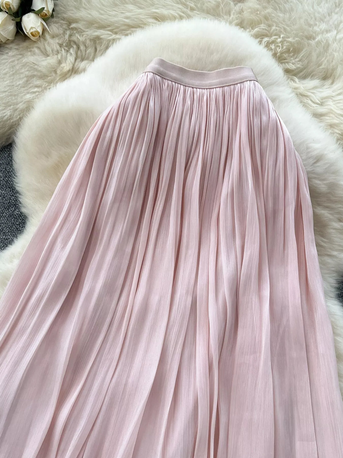 Pleated High-Waist Maxi Skirt