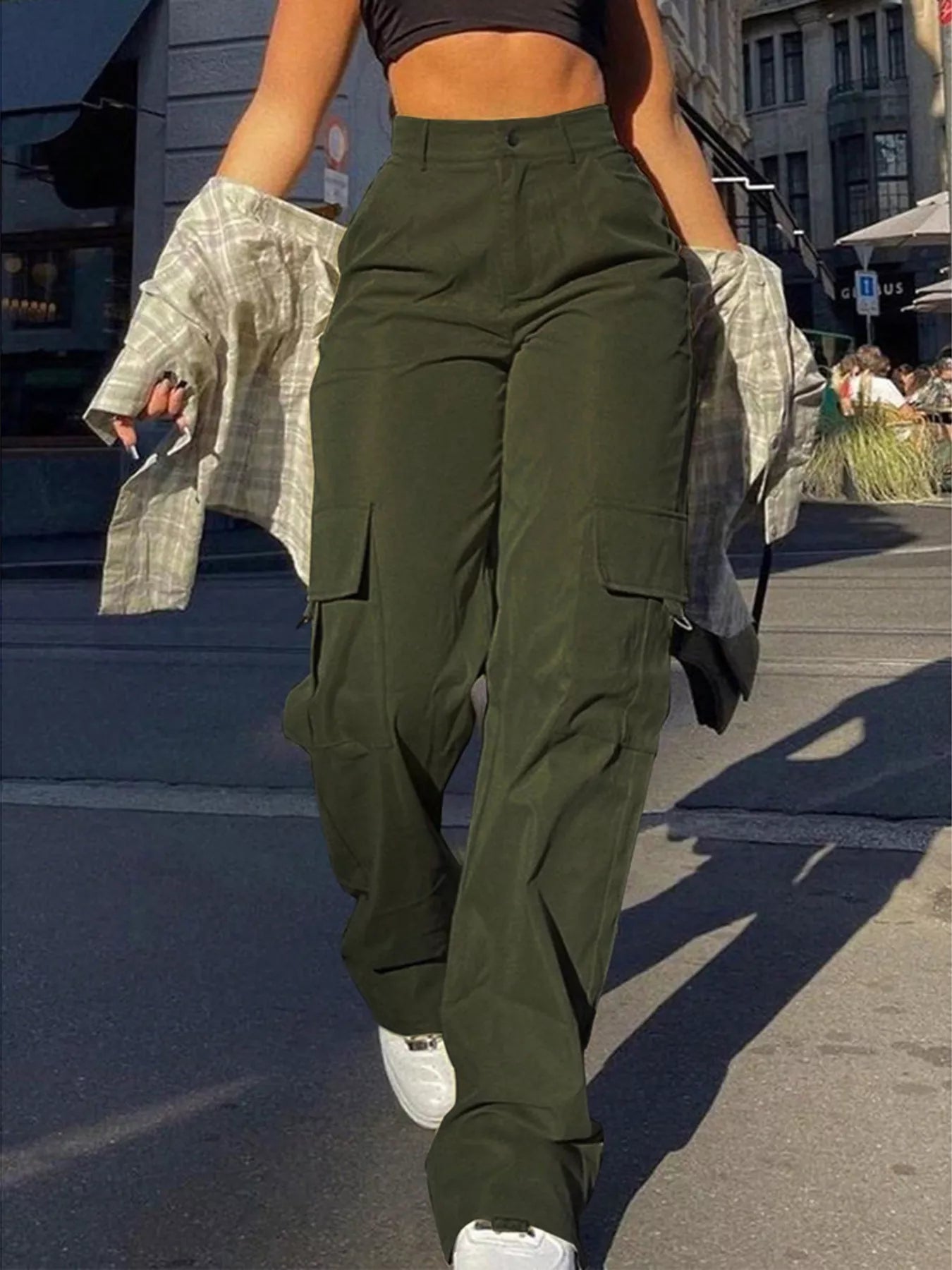 High-Waisted Cargo Pants, Plus Size