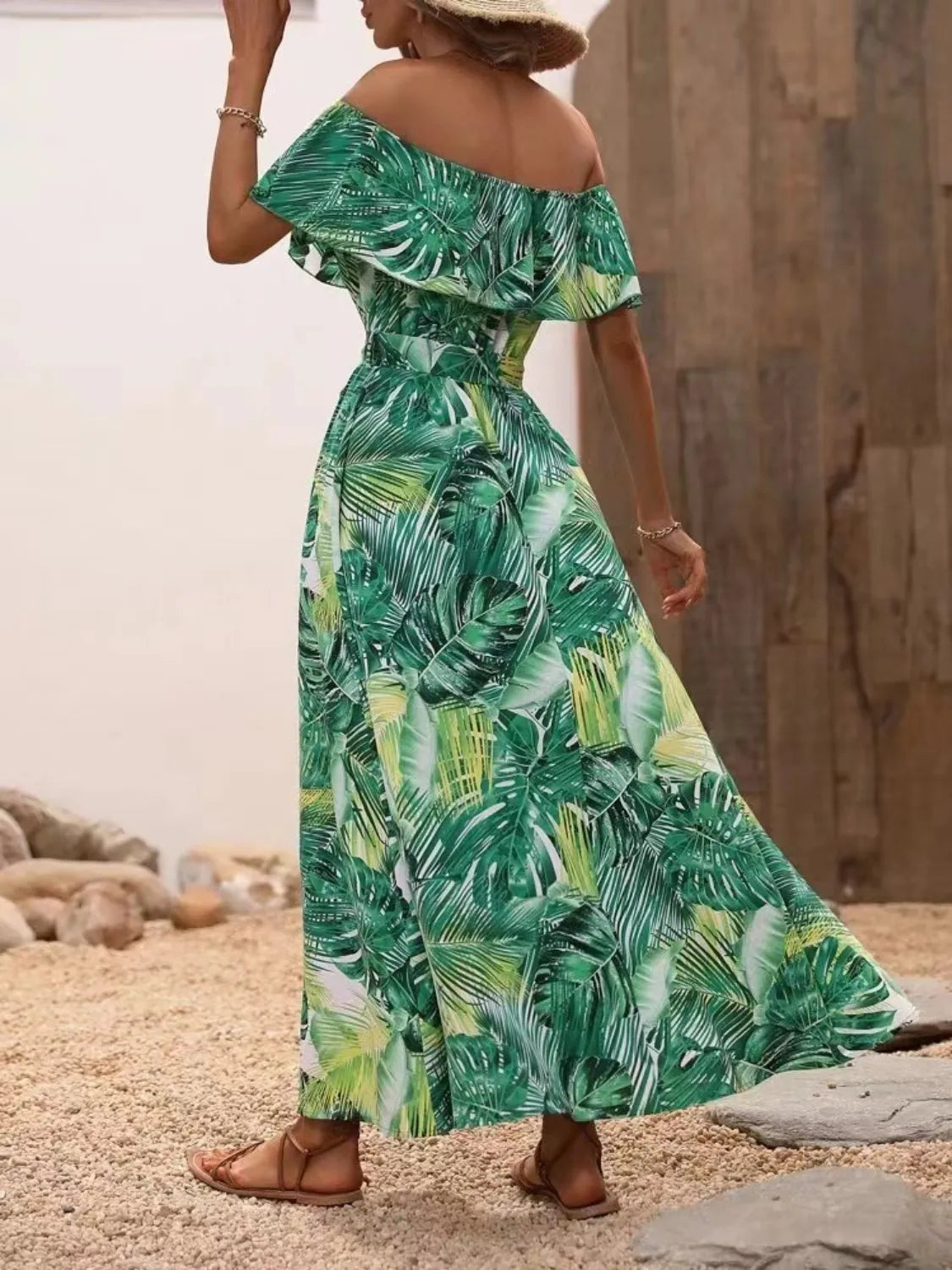 Ruffled Off-Shoulder Maxi Dress