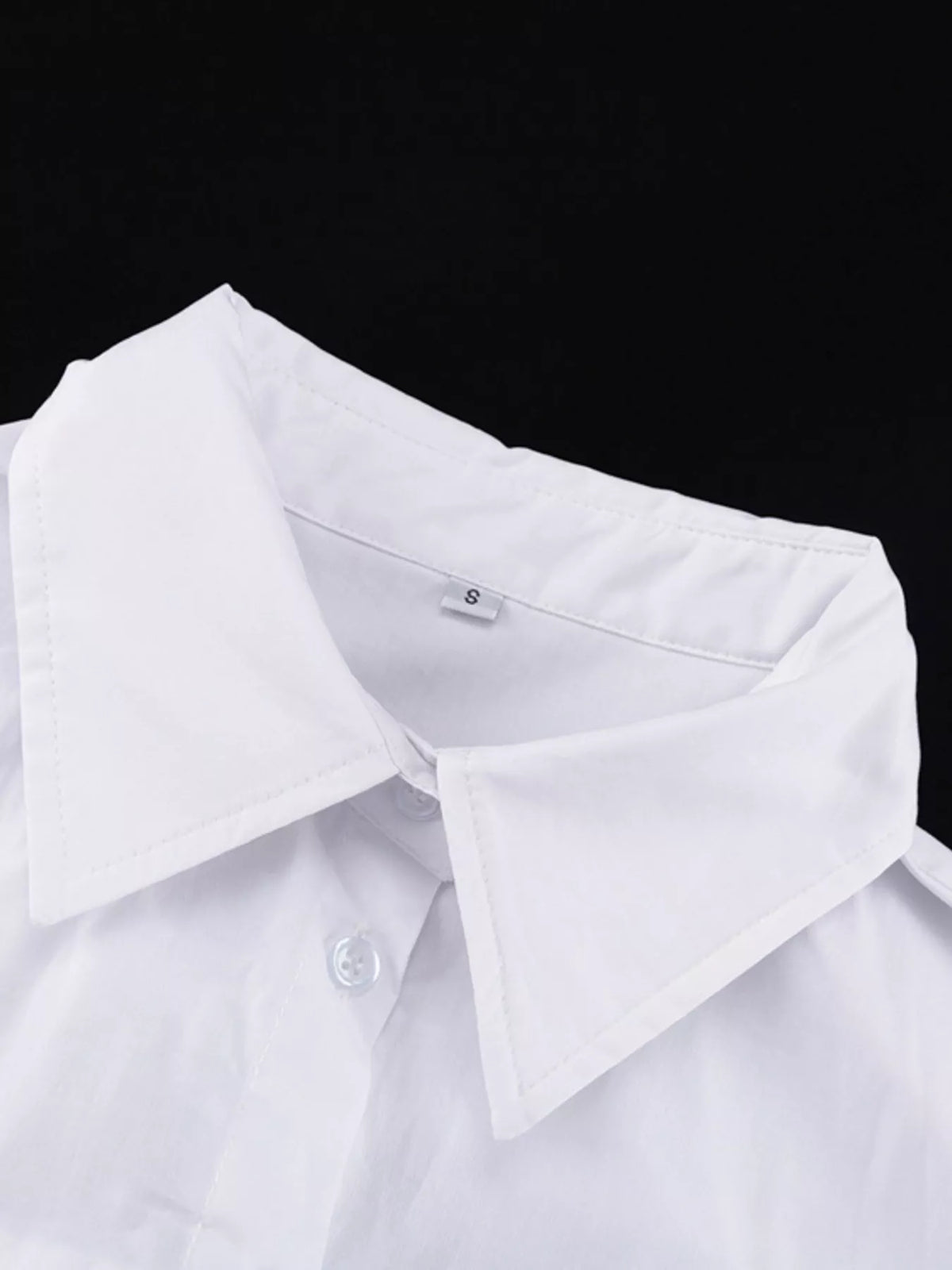Button-Front Long Sleeve Maxi Shirt Dress in White