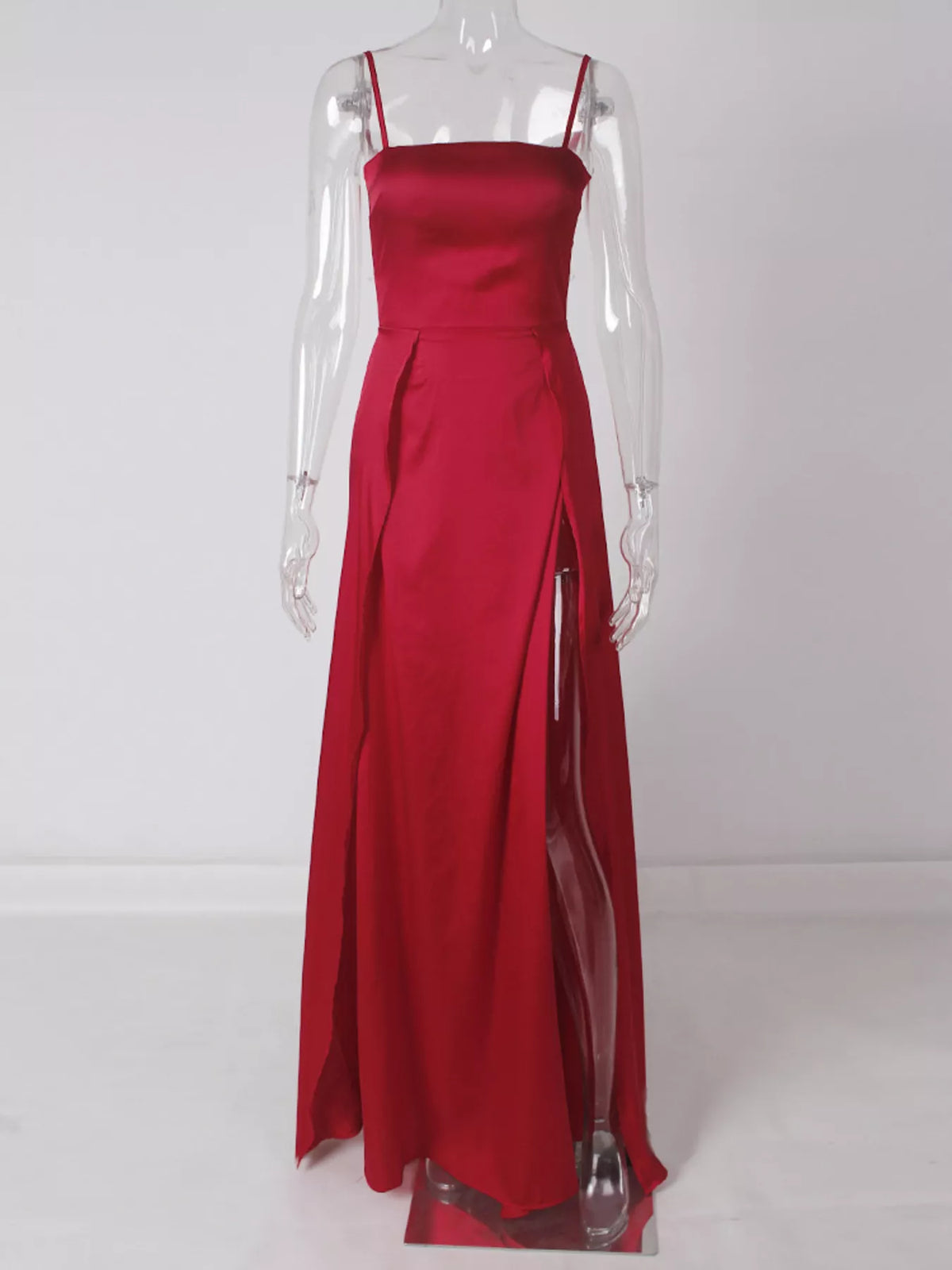Tied Spaghetti Strap High-Slit Maxi Dress