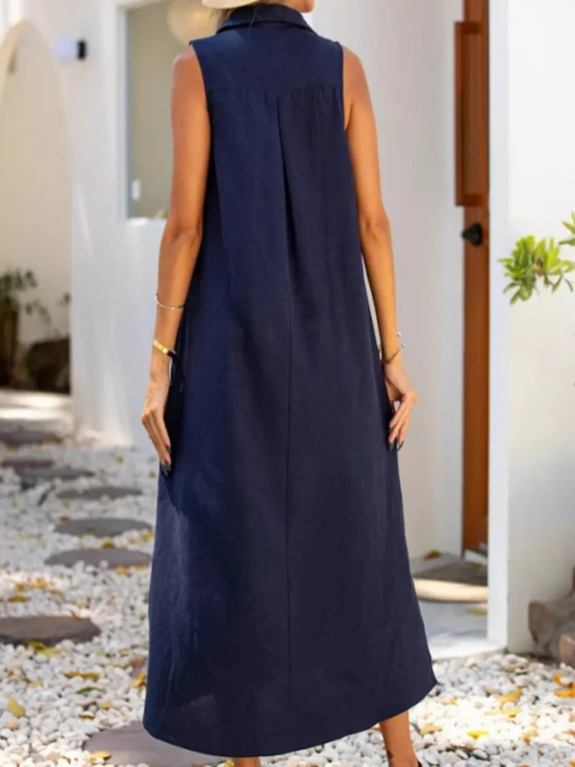 Side Slit Sleeveless Midi Dress