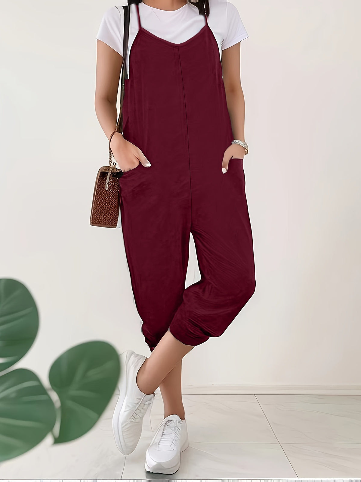 Casual Loose-Fit Spaghetti Strap Jumpsuit