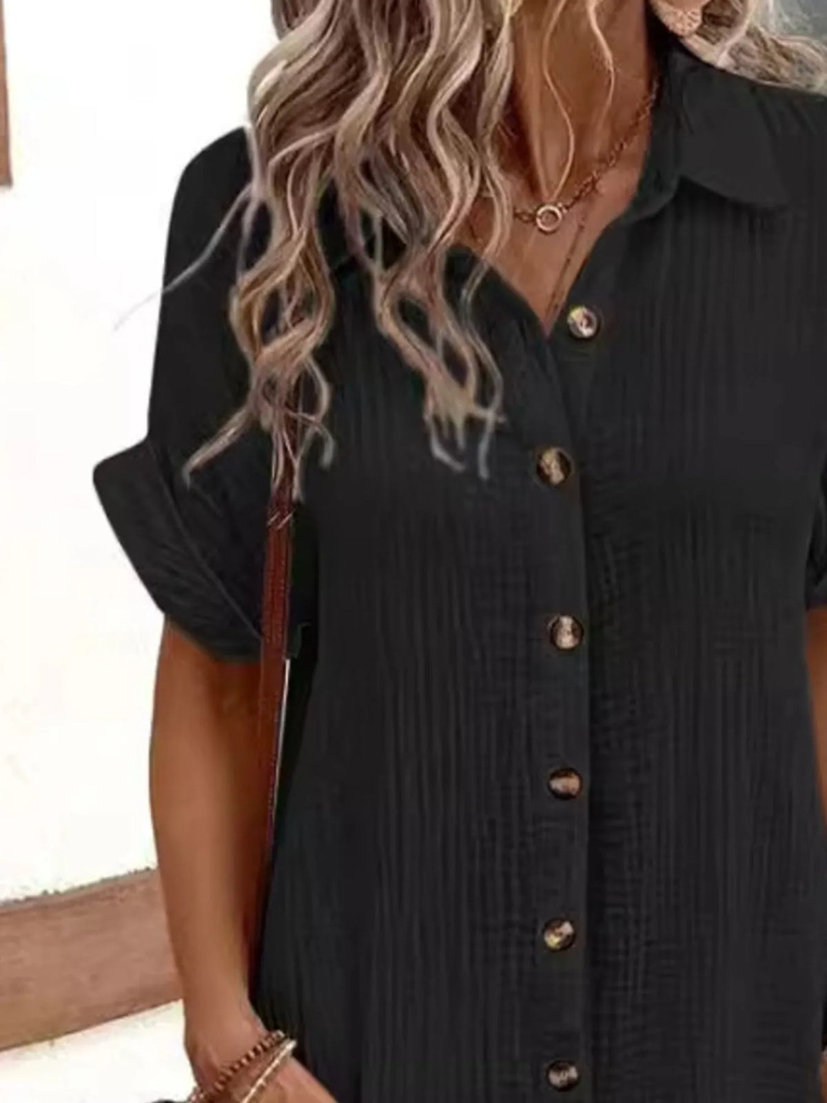 Button-Down Shirt Dress with Pockets