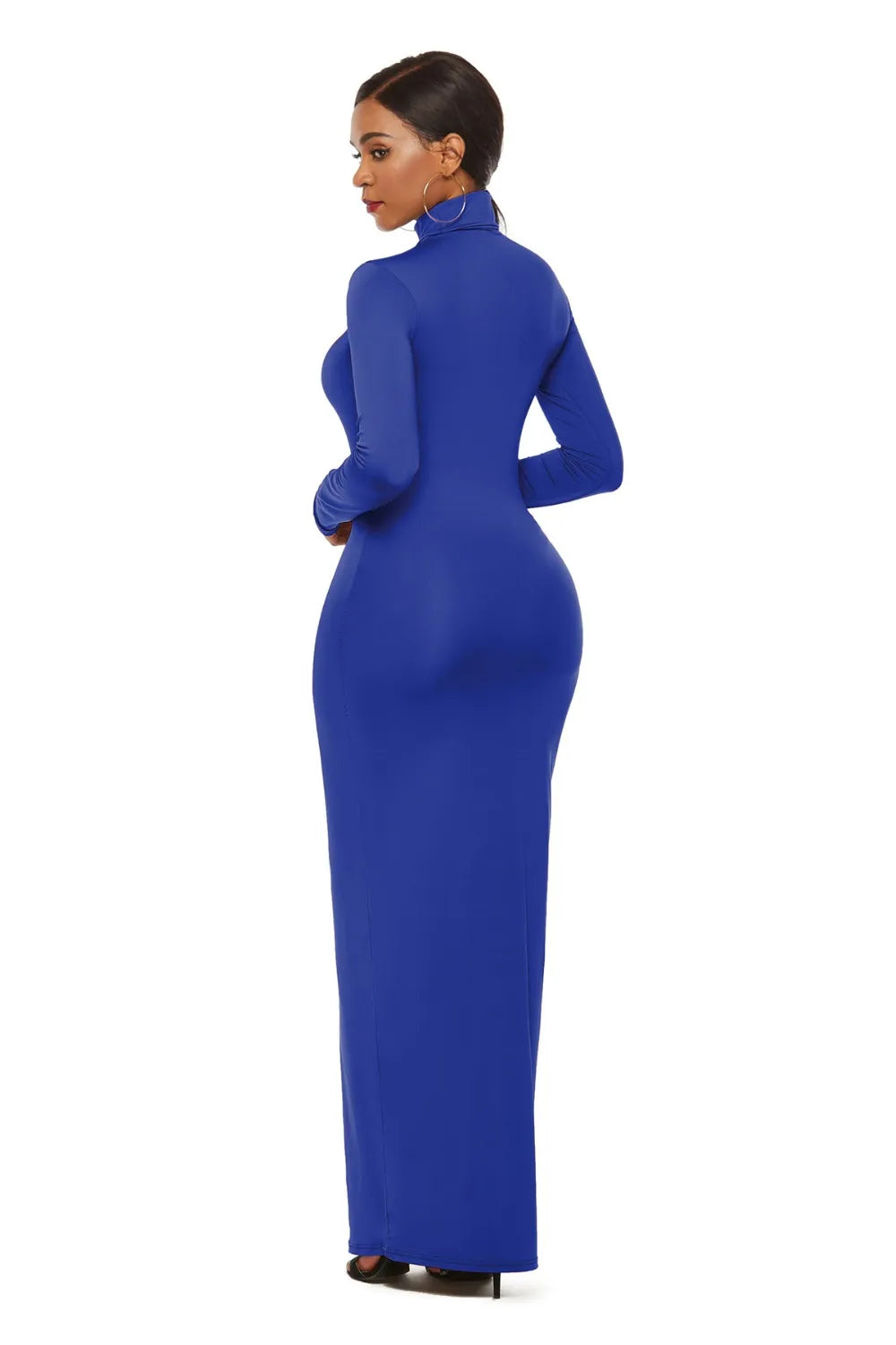 Mock Neck Long Sleeve Maxi Dress