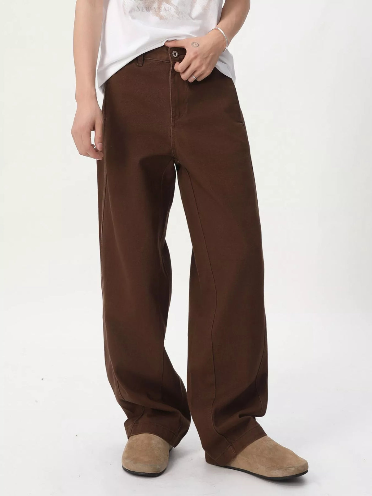 Vintage Wash Wide Leg Jeans in Brown by DashingTogs