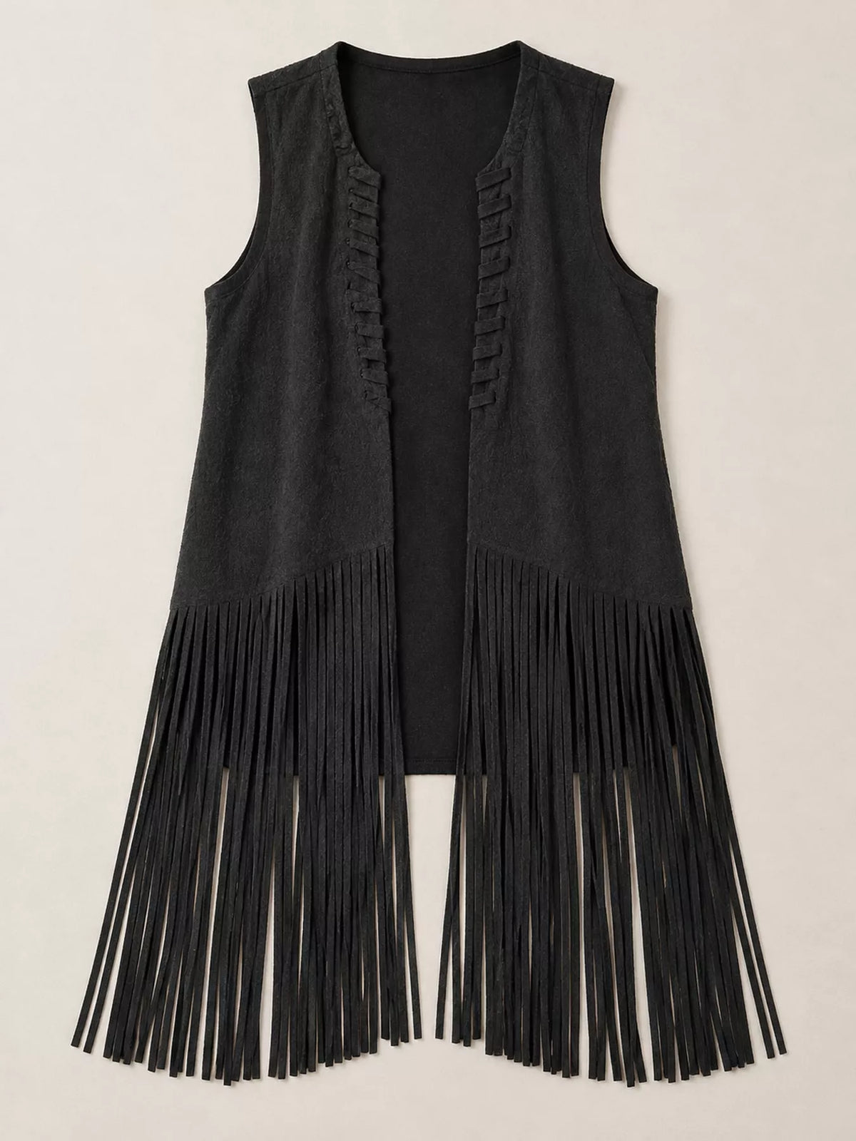 Fringed Sleeveless Vest Coat