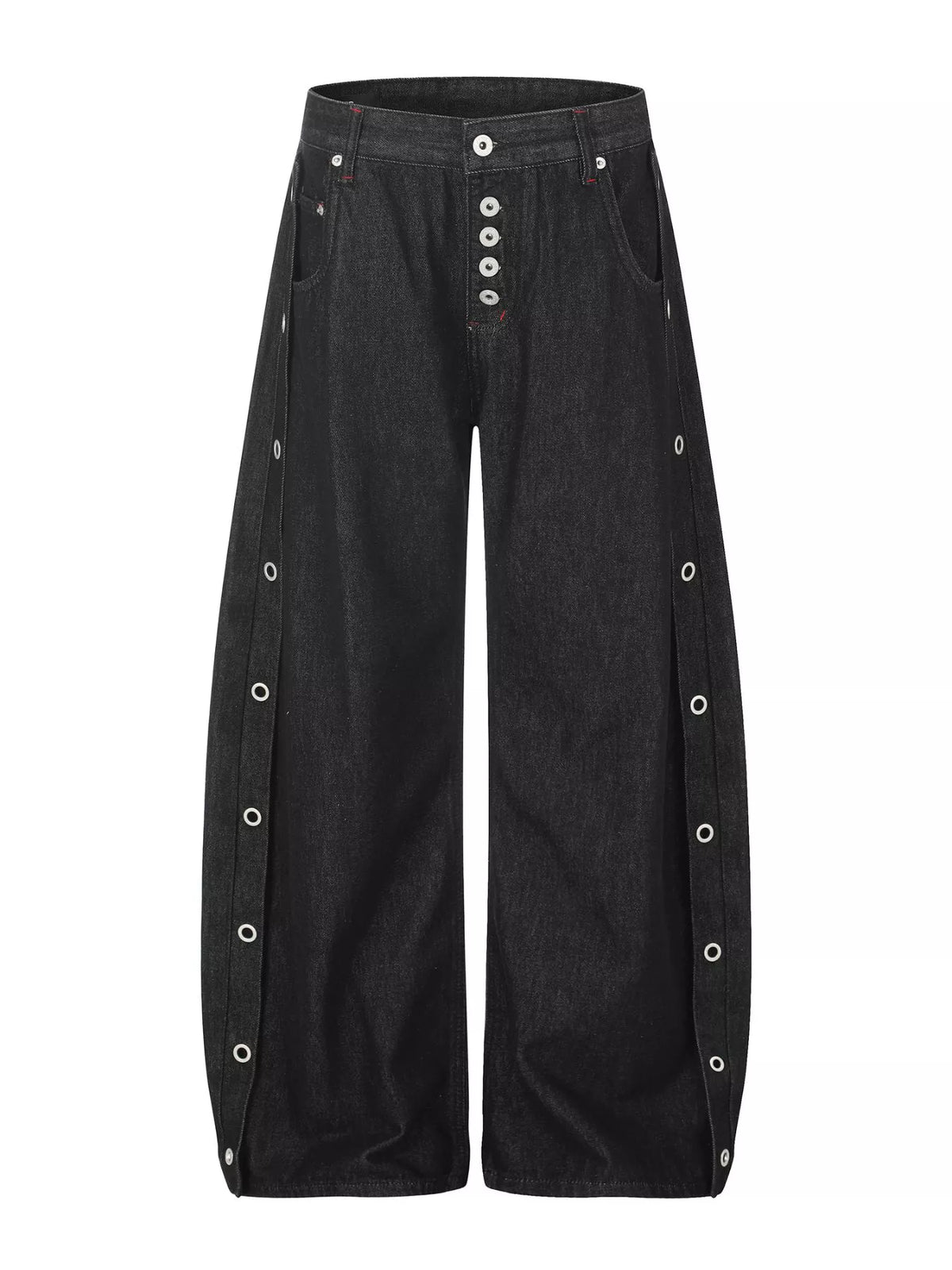 Men's High-Waisted Wide-Leg Jeans in Black by TrendMaster