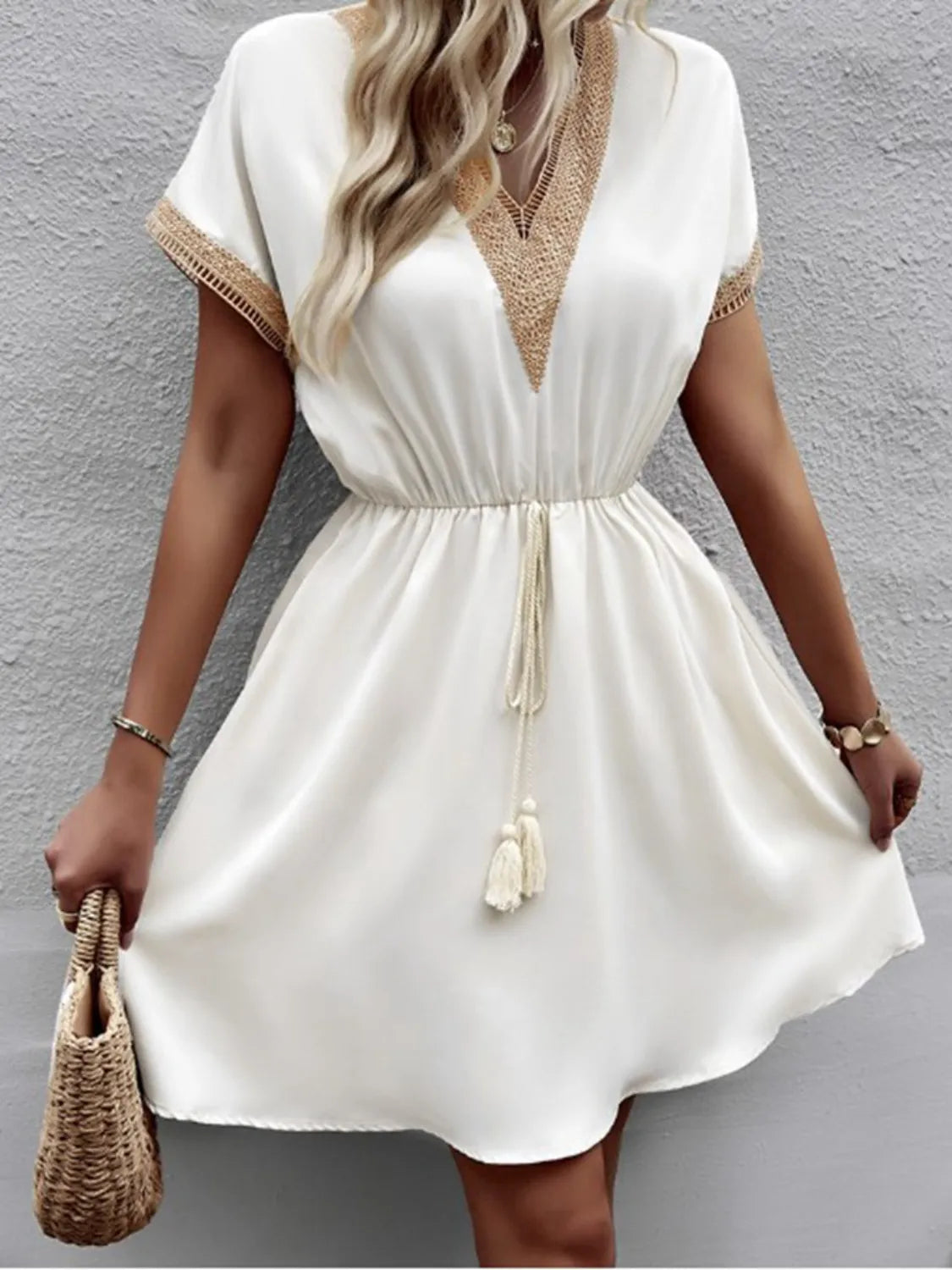 V-Neck Short Sleeve Plus Size Dress