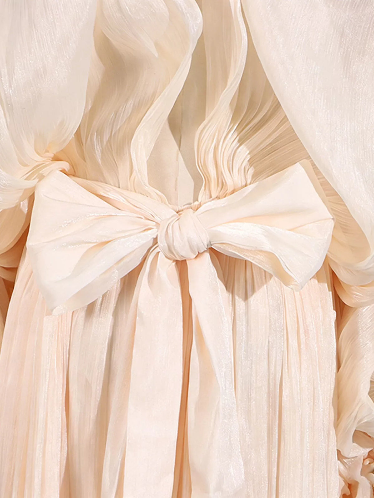 Tie-Front Balloon Sleeve Midi Dress