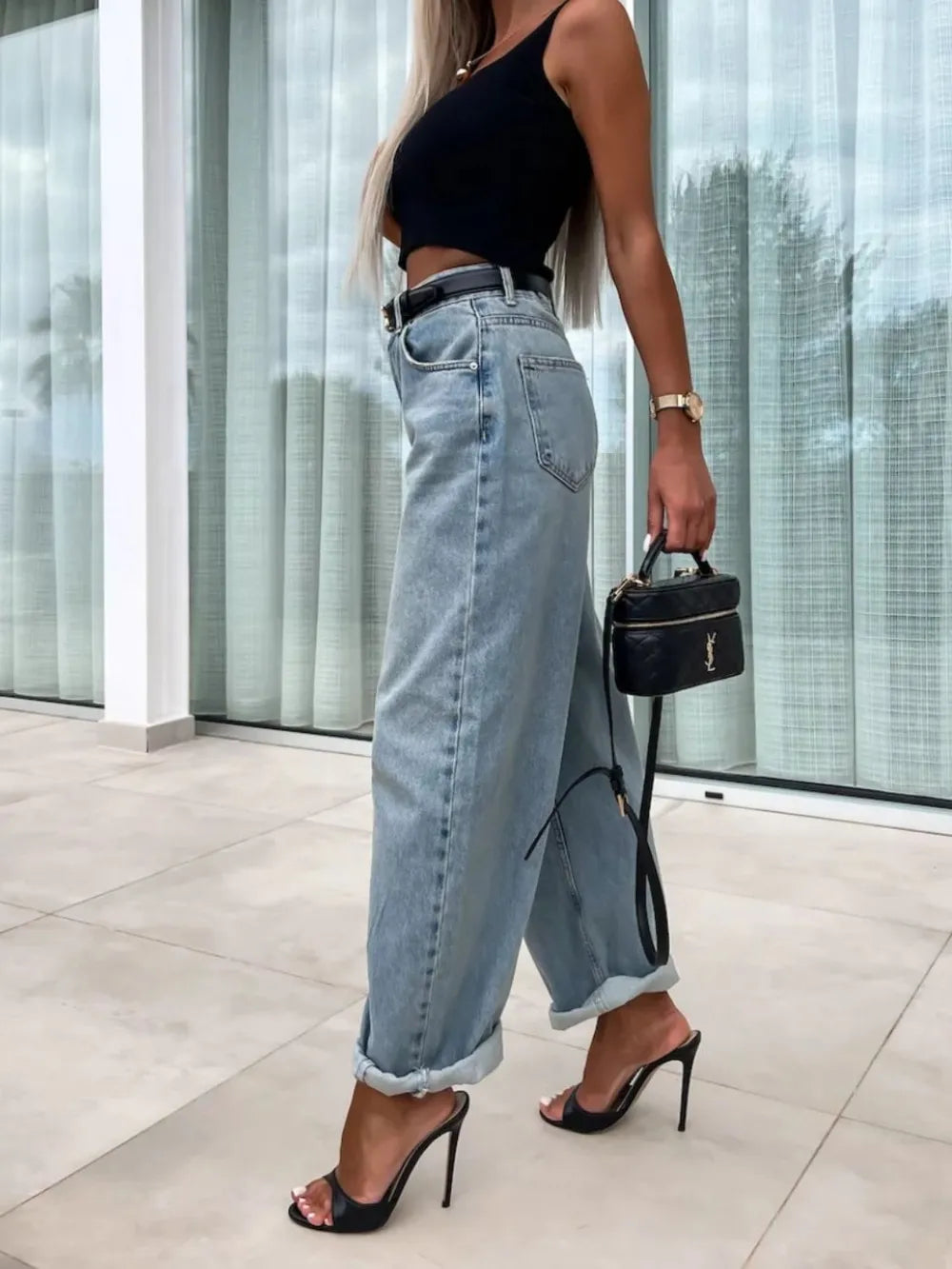 High Waist Wide Leg Jeans in Light Wash by Y.Y@Denim