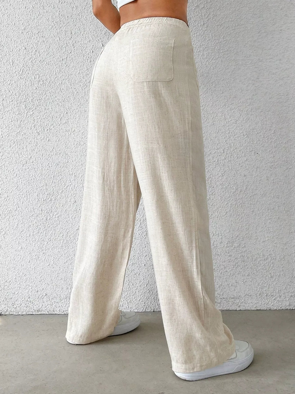 High-Waisted Wide-Leg Pants in Cream
