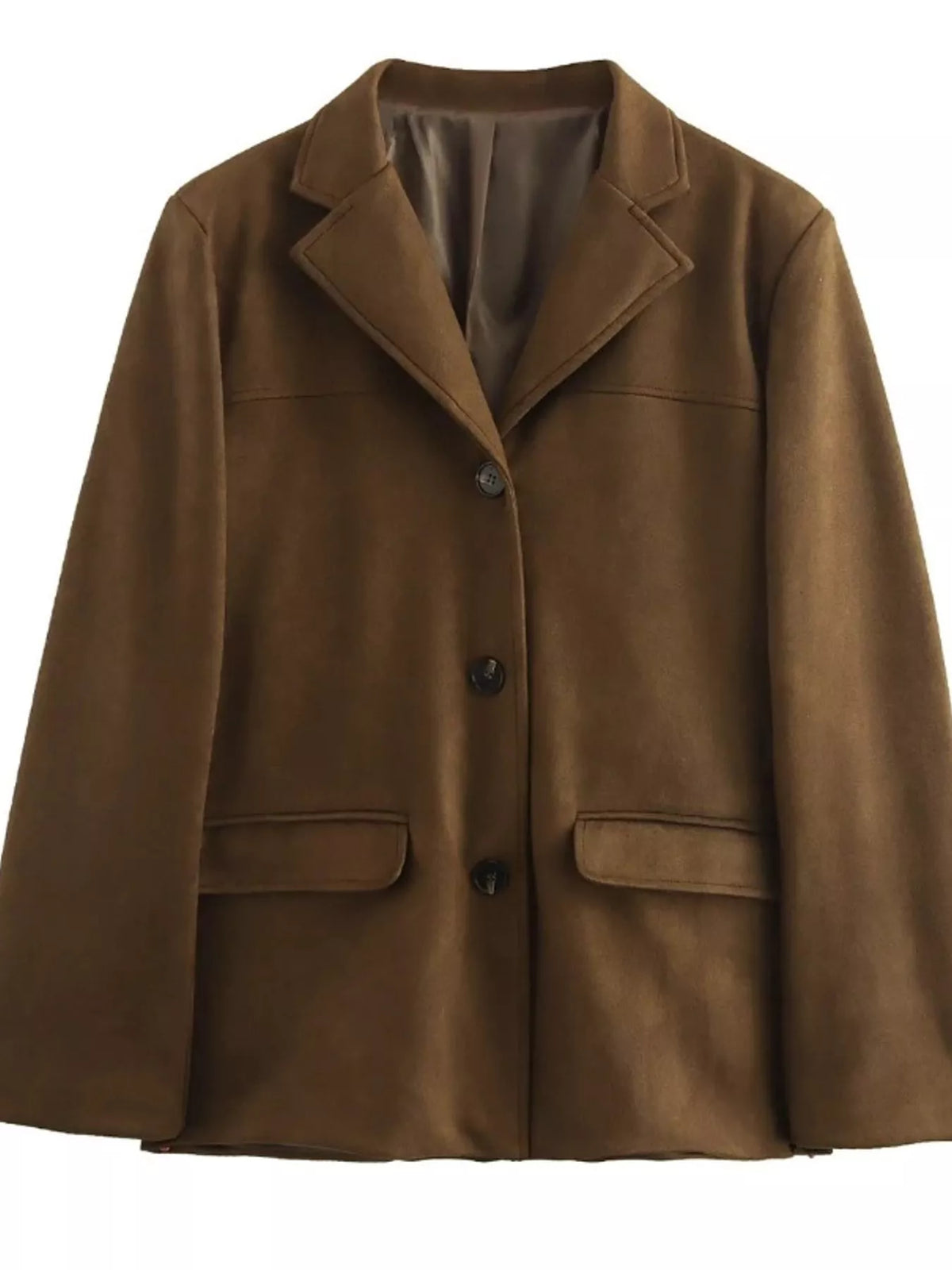 Lapel Collar Button-Up Blazer