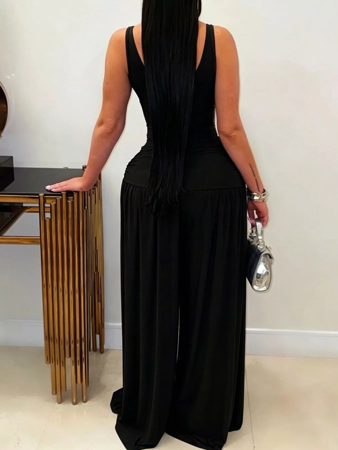 Cutout Sleeveless Wide-Leg Jumpsuit