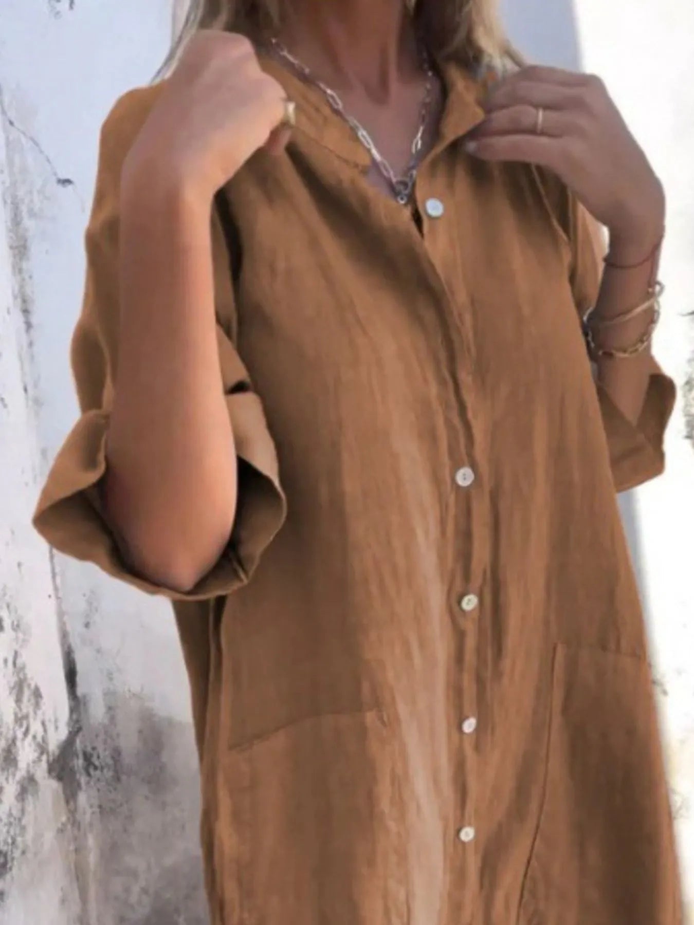 Linen Button-Down Shirt Dress