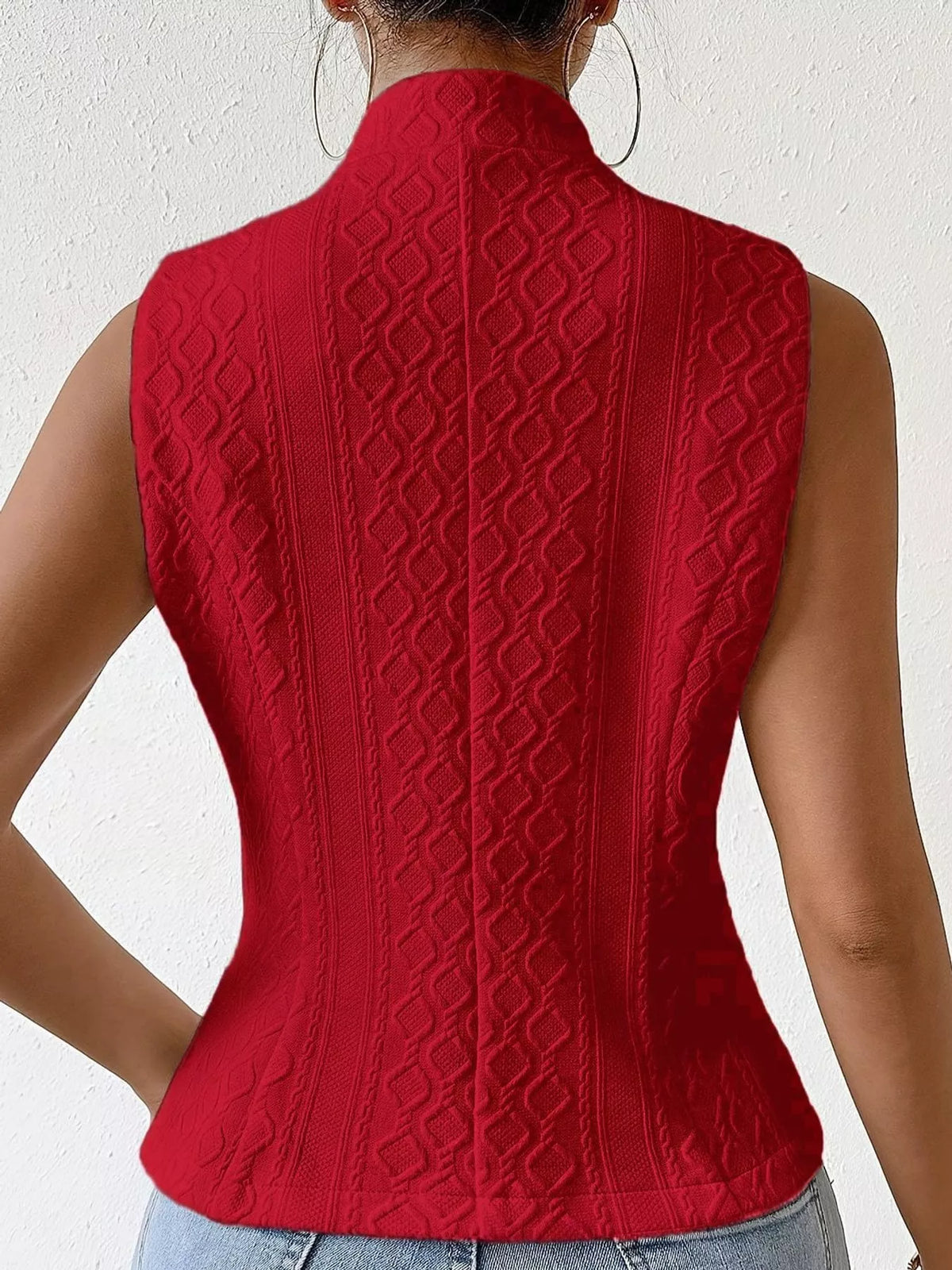 Textured Slim-Fit Button-Down Vest Coat