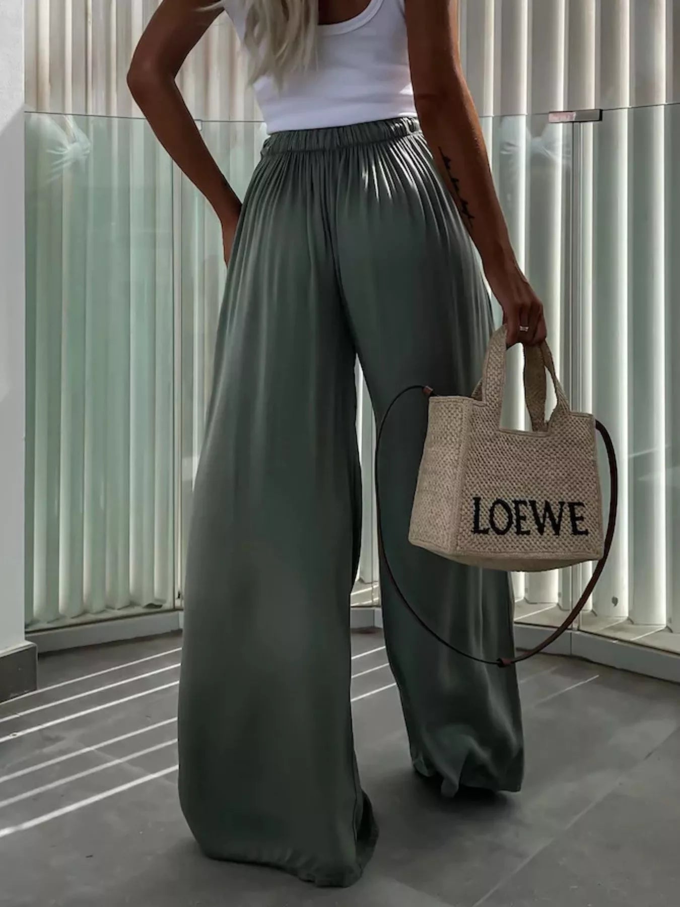 Paperbag Waist Wide-Leg Pants