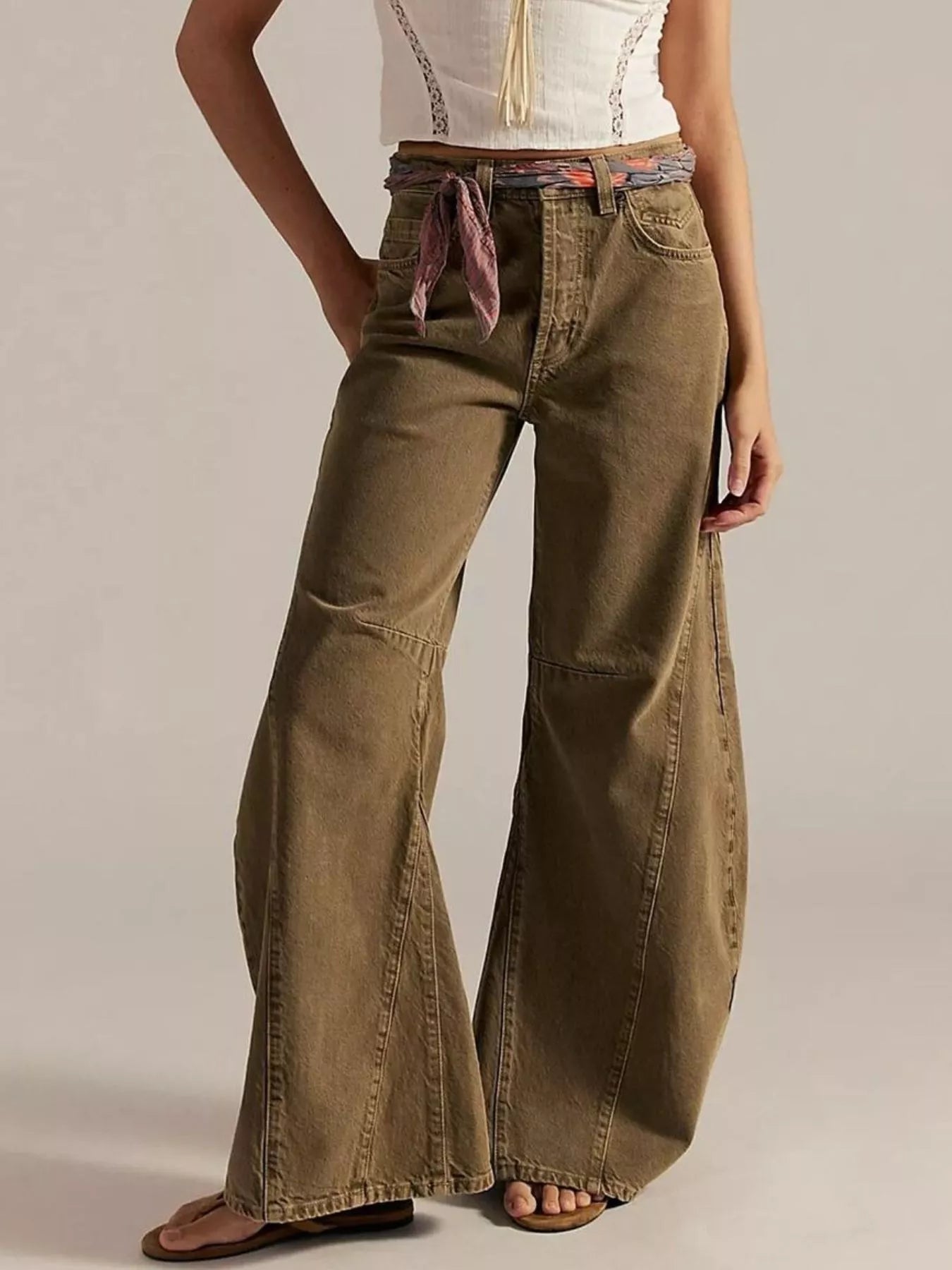 Washed Wide Leg Jeans with Pockets by Dreamy Drapes