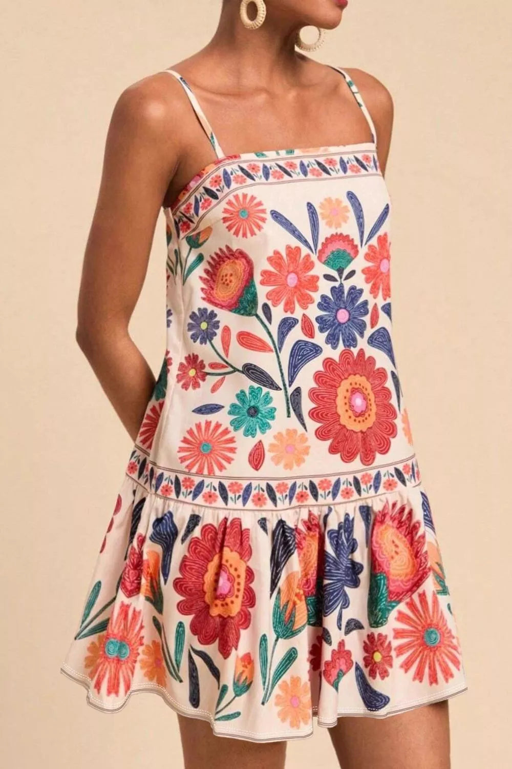 Floral Print Plus Size Mini Dress